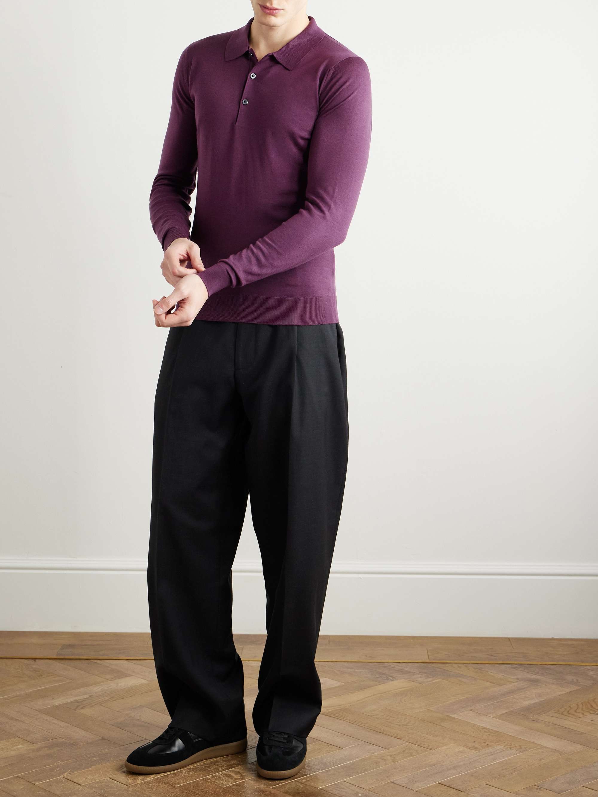 Belper Slim-Fit Merino Wool Polo Shirt view