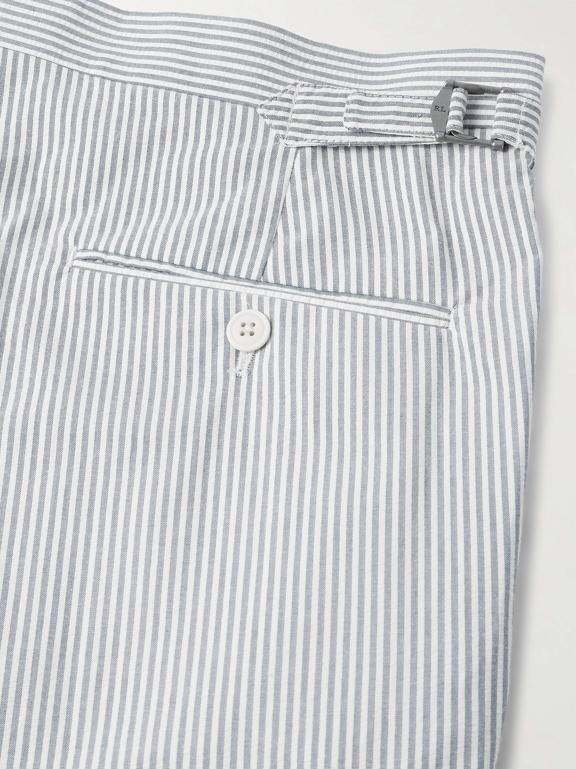 Tapered Striped Cotton-Seersucker Trousers view