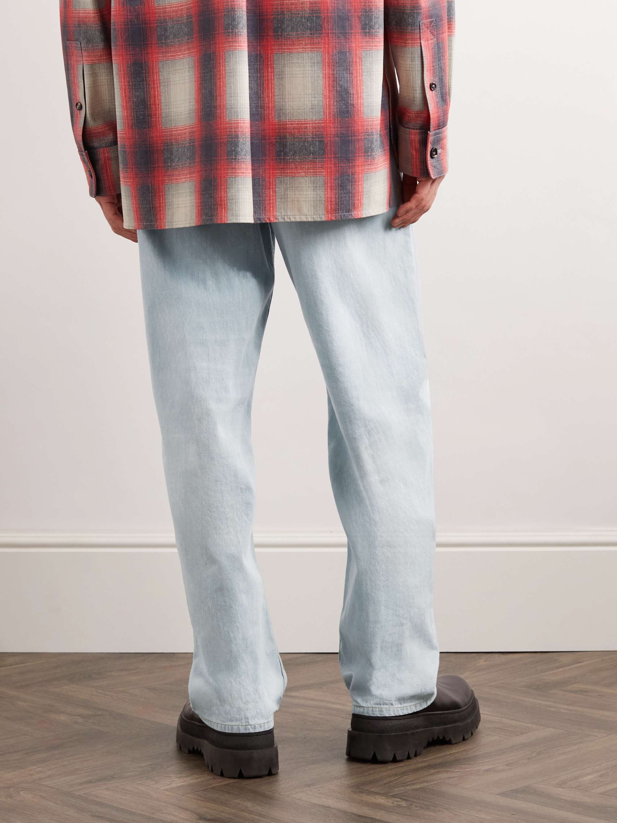 Straight-Leg Bleached Jeans view