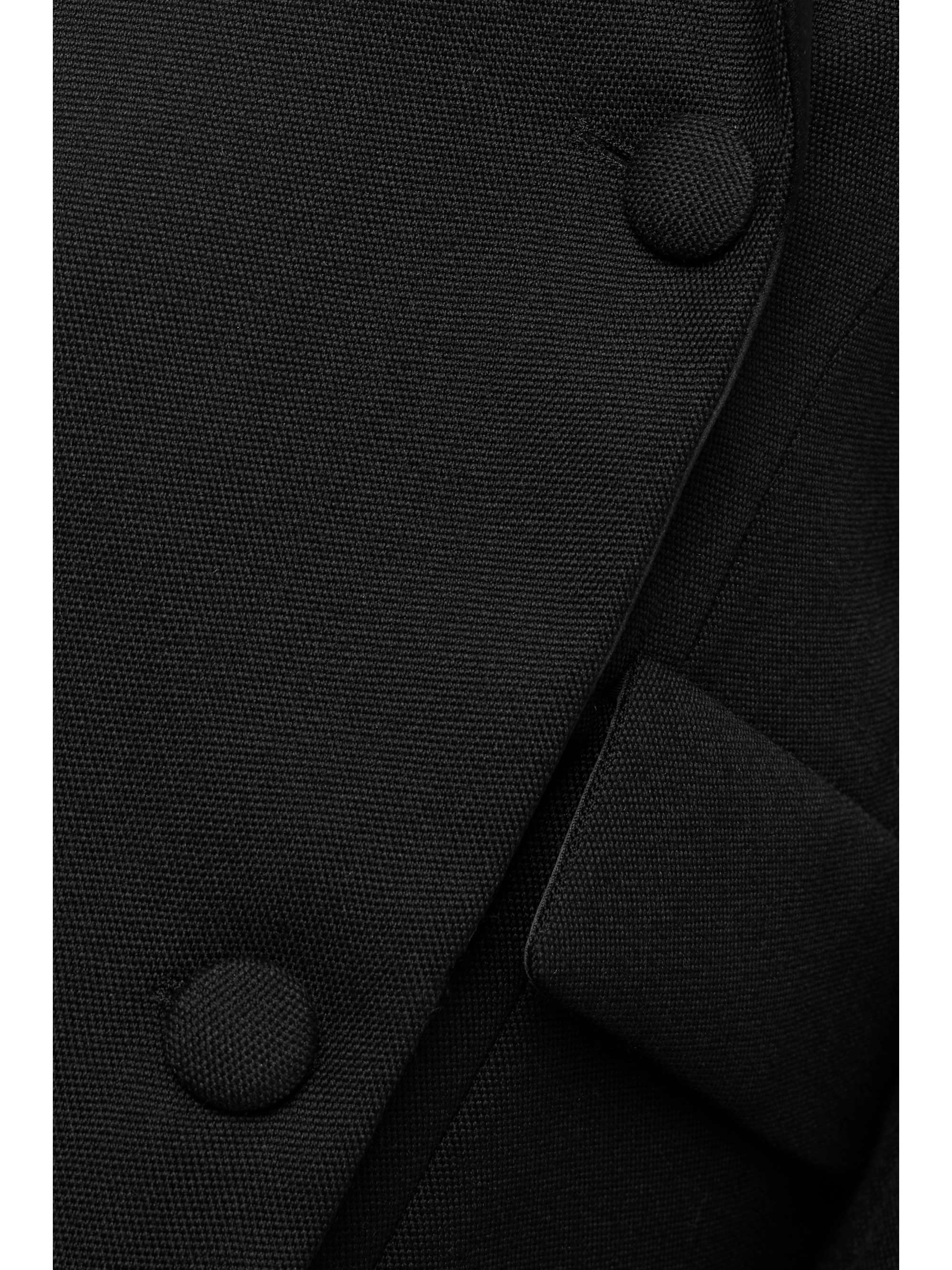 Silk-satin trimmed double-breasted grain de poudre wool mini dress view
