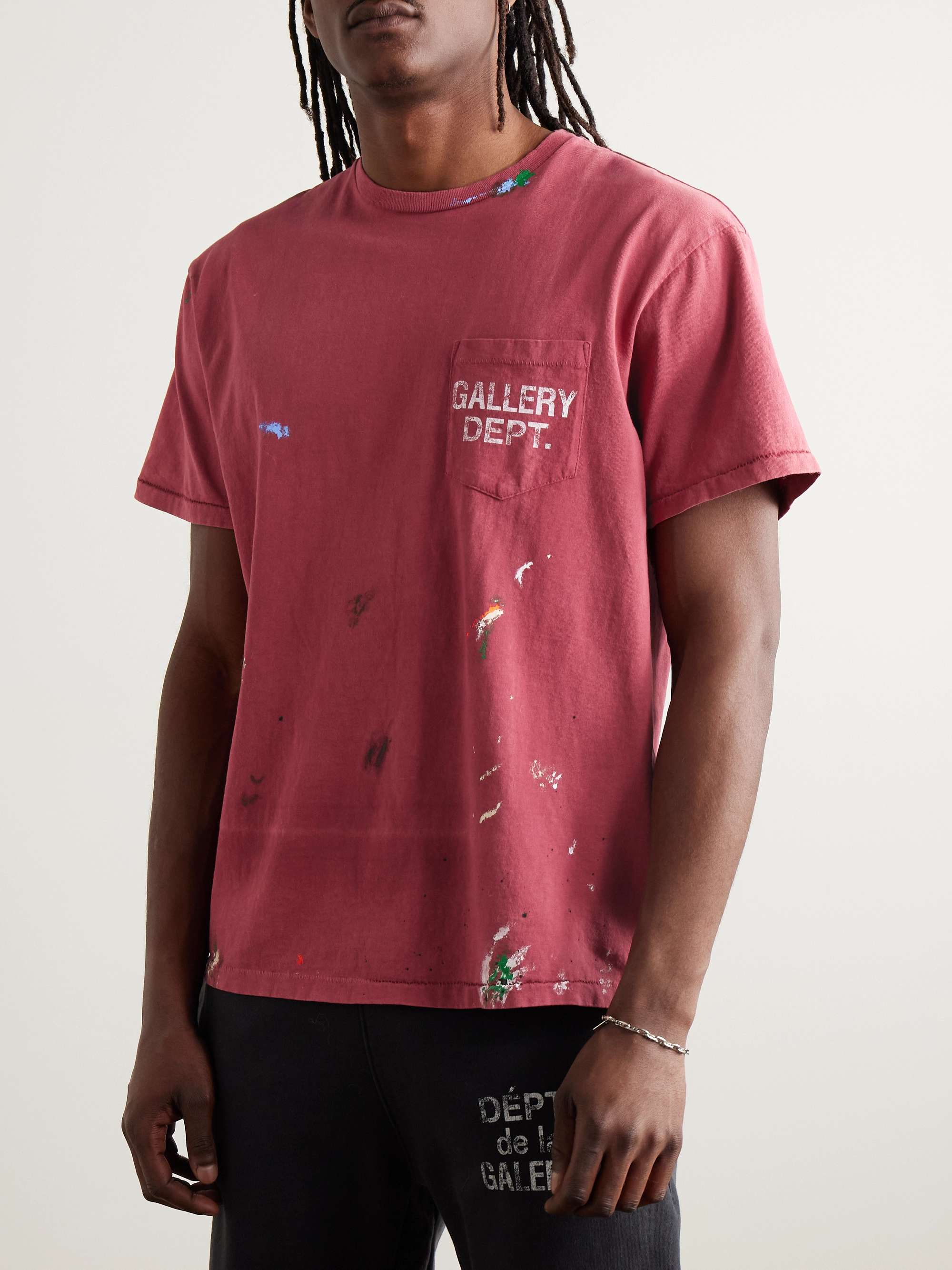 Logo-Print Paint-Splattered Cotton-Jersey T-Shirt view