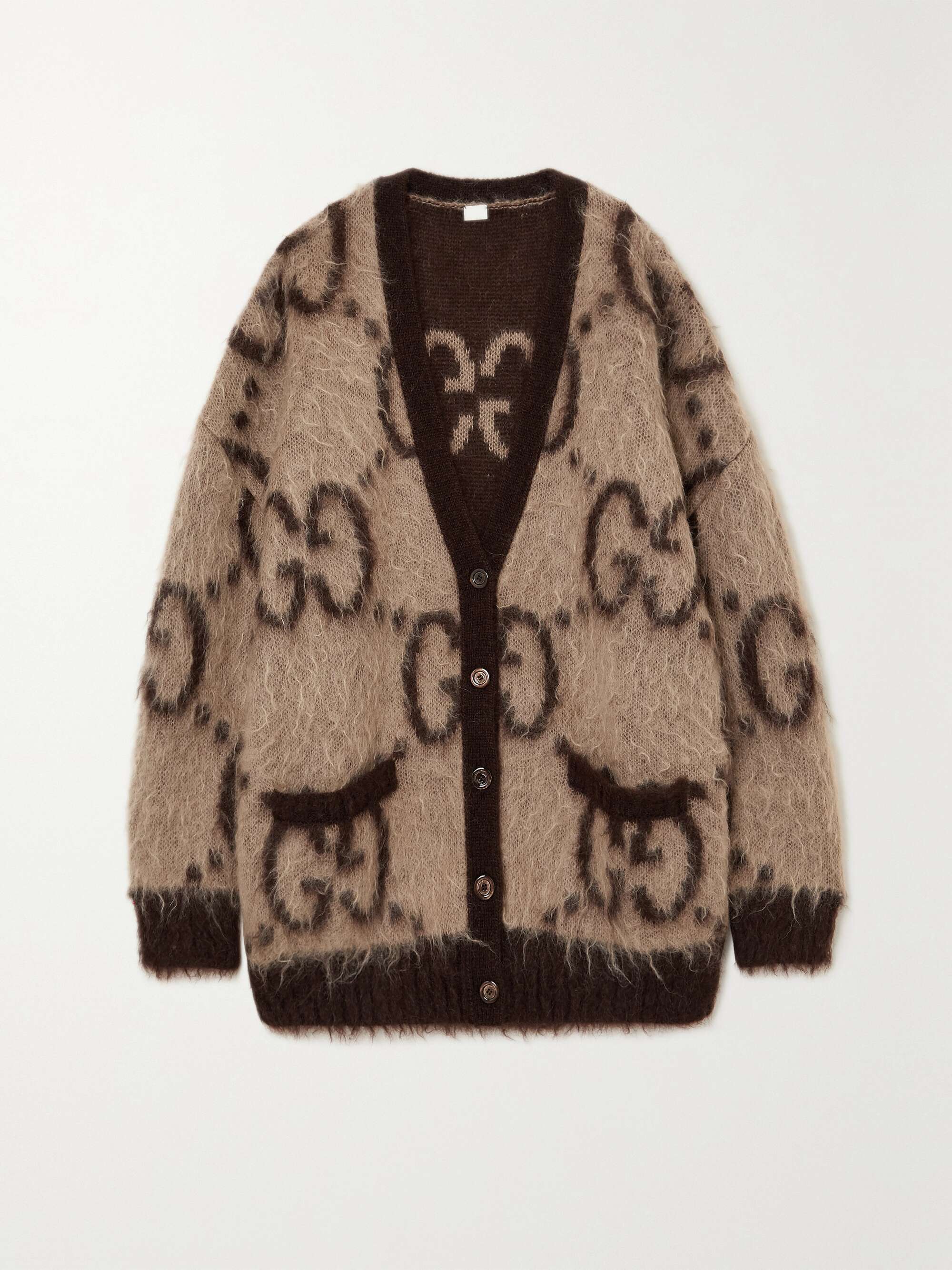 Oversized reversible jacquard-knit mohair-blend cardigan view