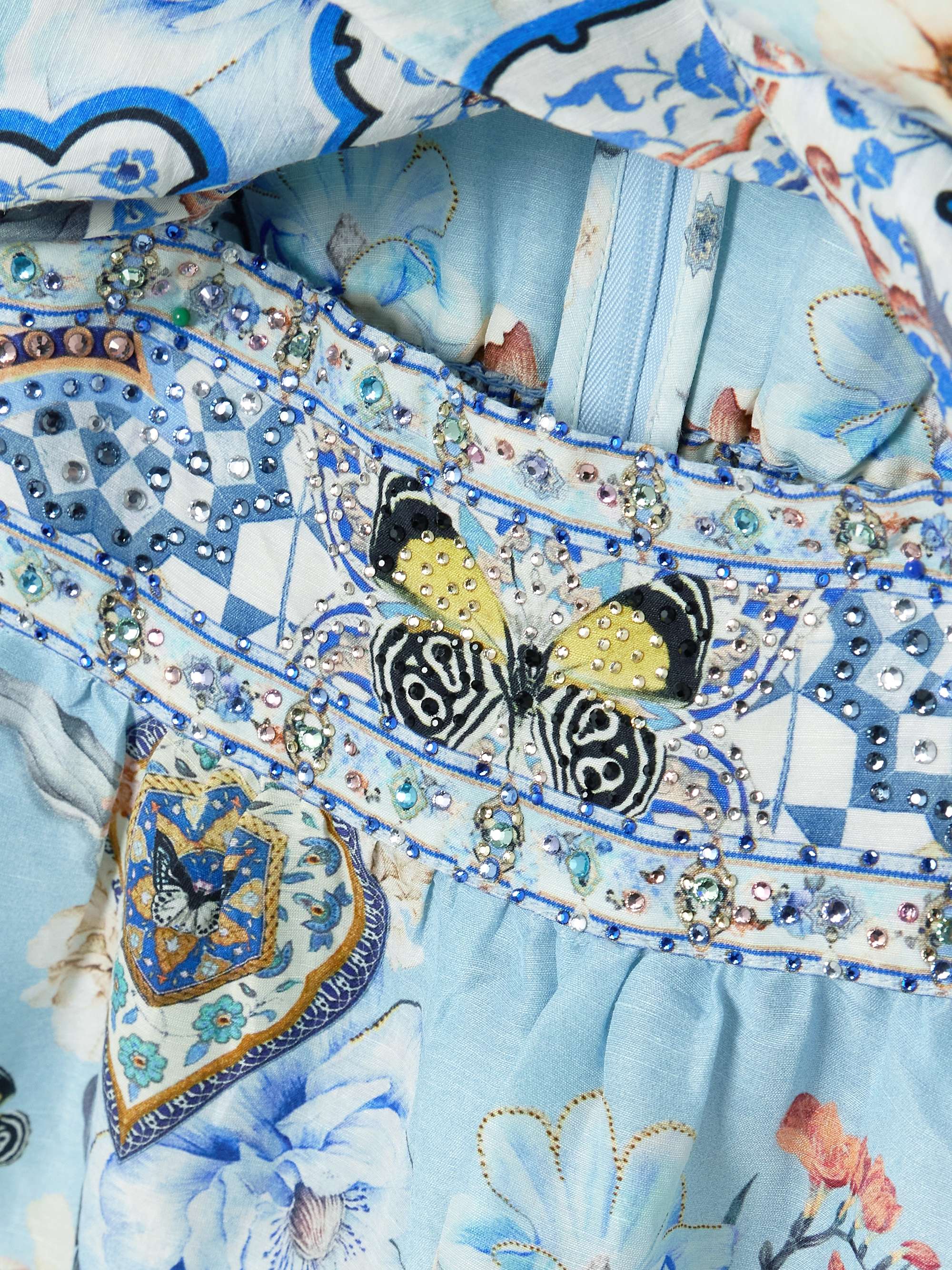 Al Manial Palace Memoirs twist-front crystal-embellished linen and silk-blend mini dress view