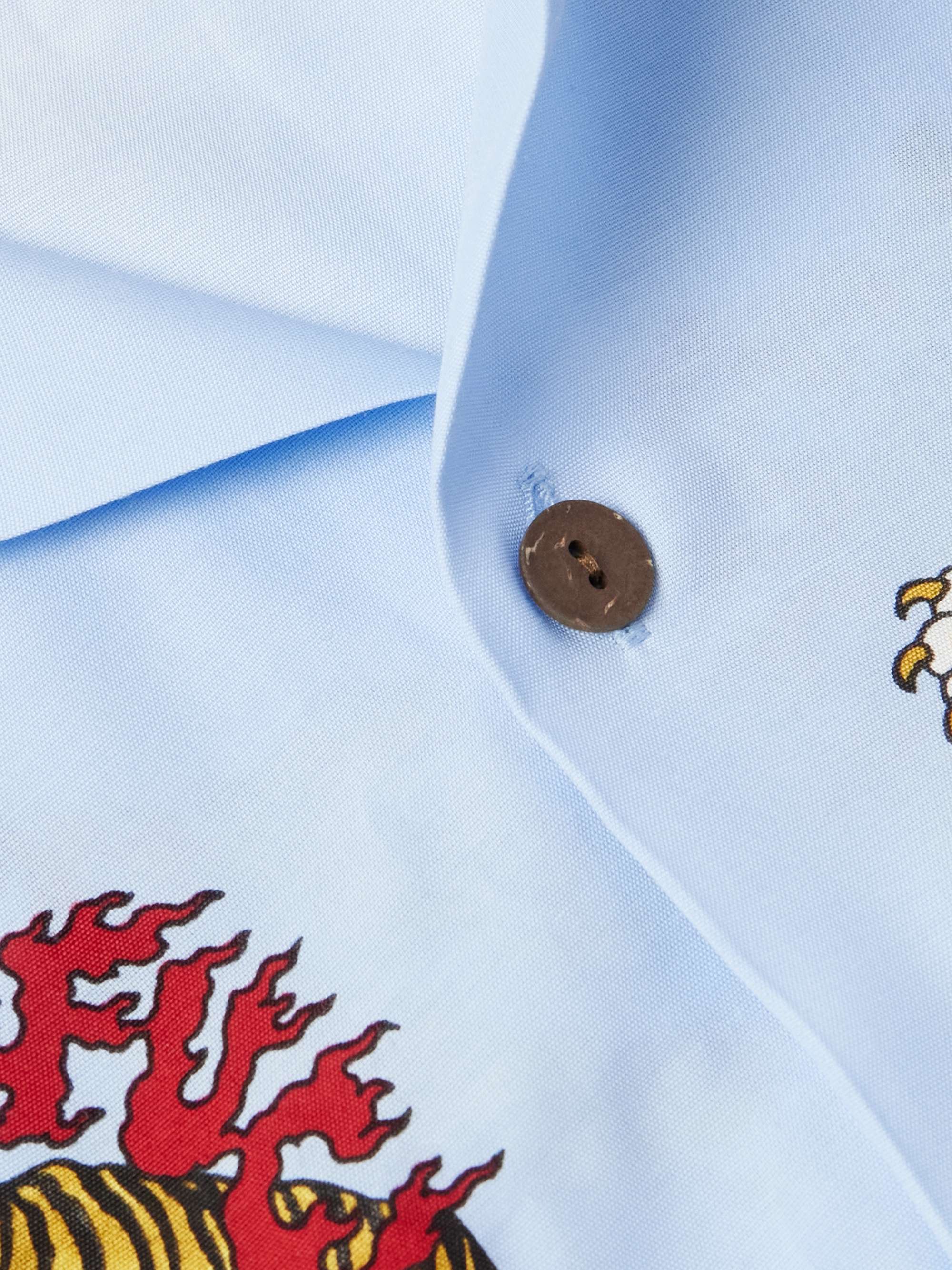 + Tim Lehi Convertible-Collar Printed Matte-Satin Shirt view
