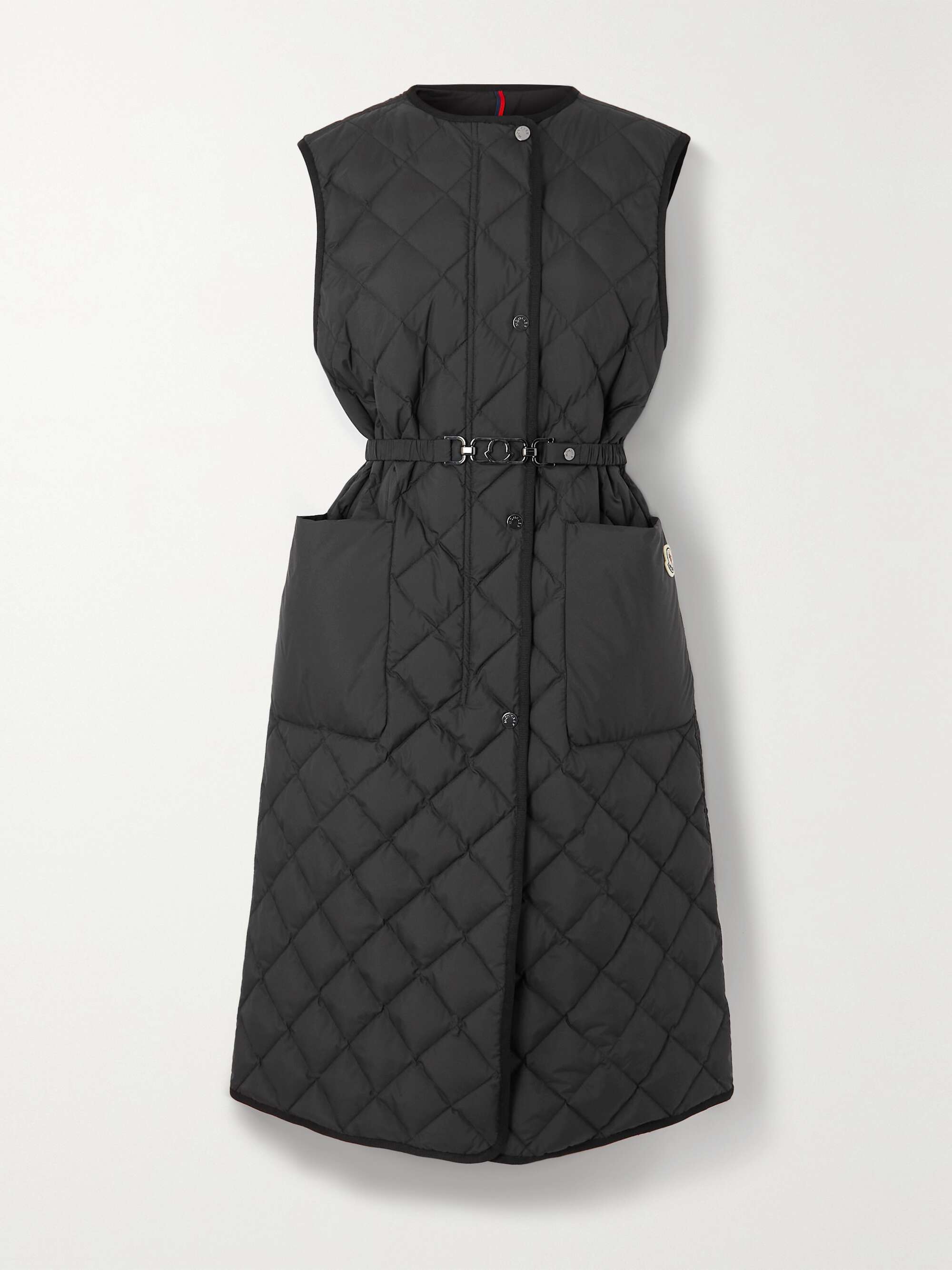 Butor appliquéd belted quilted shell down gilet view