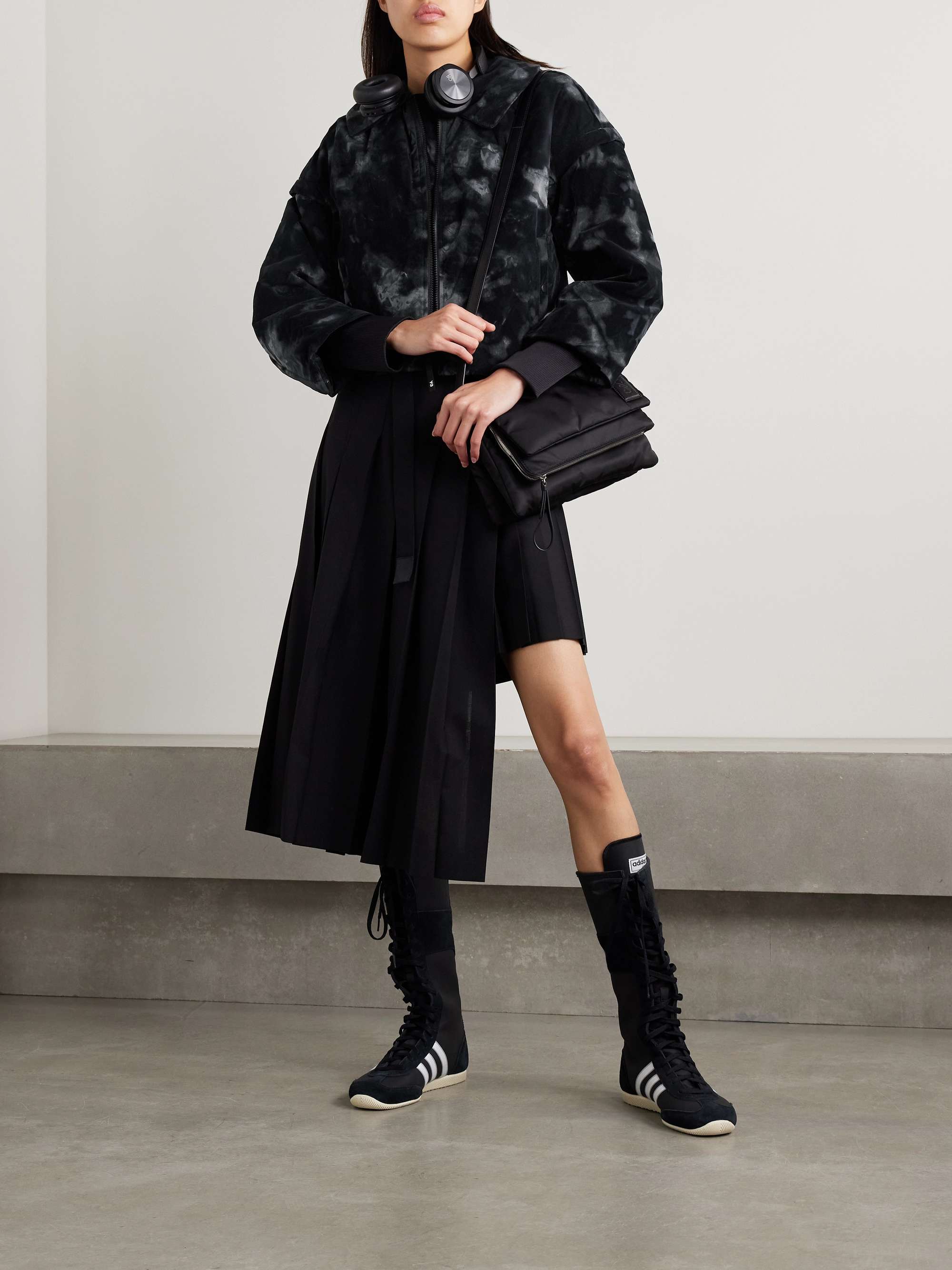 + Y-3 cropped padded flocked shell jacket view