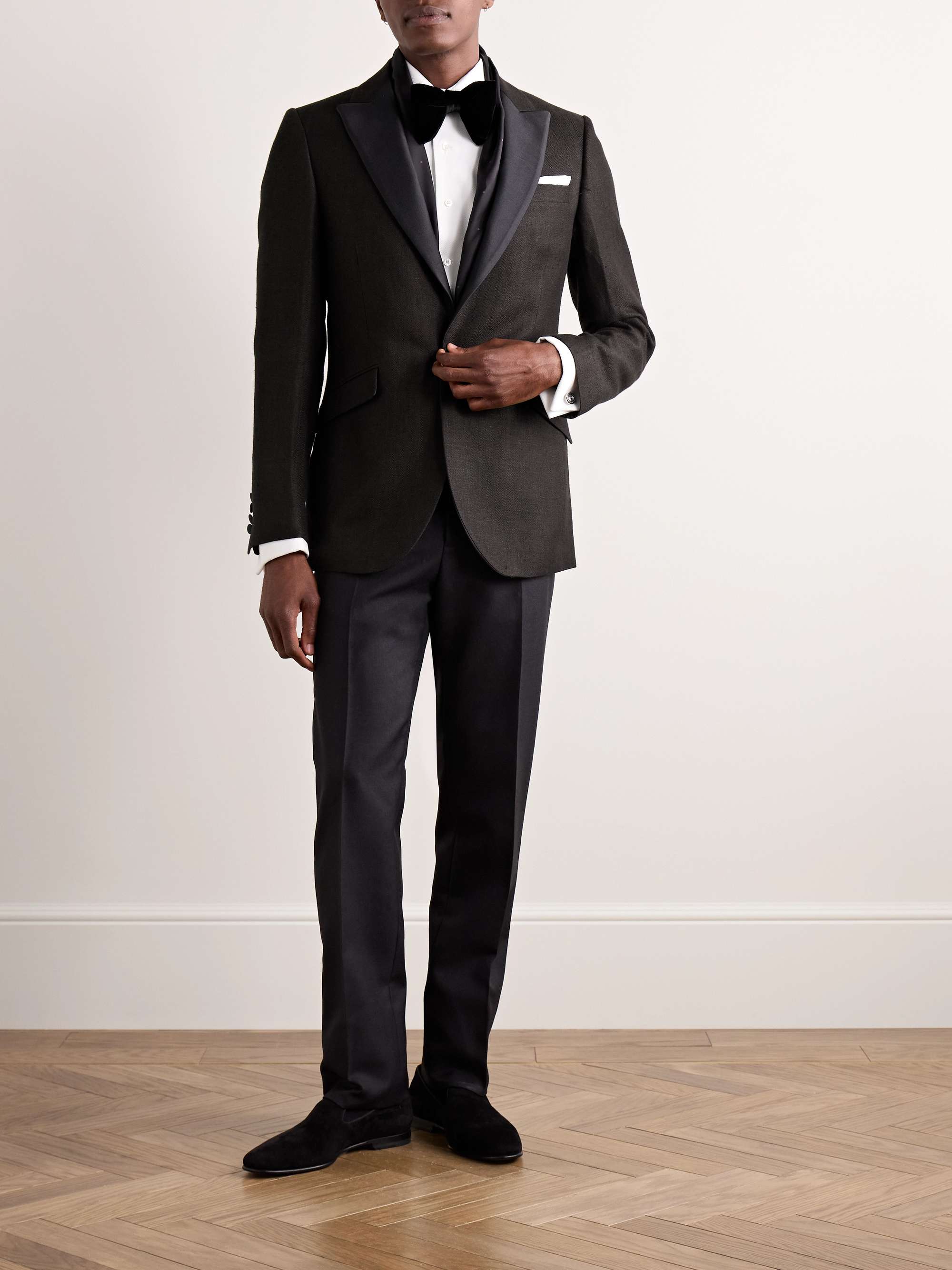 Randwick Slim-Fit Faille-Trimmed Herringbone Linen and Silk-Blend Tuxedo Jacket view