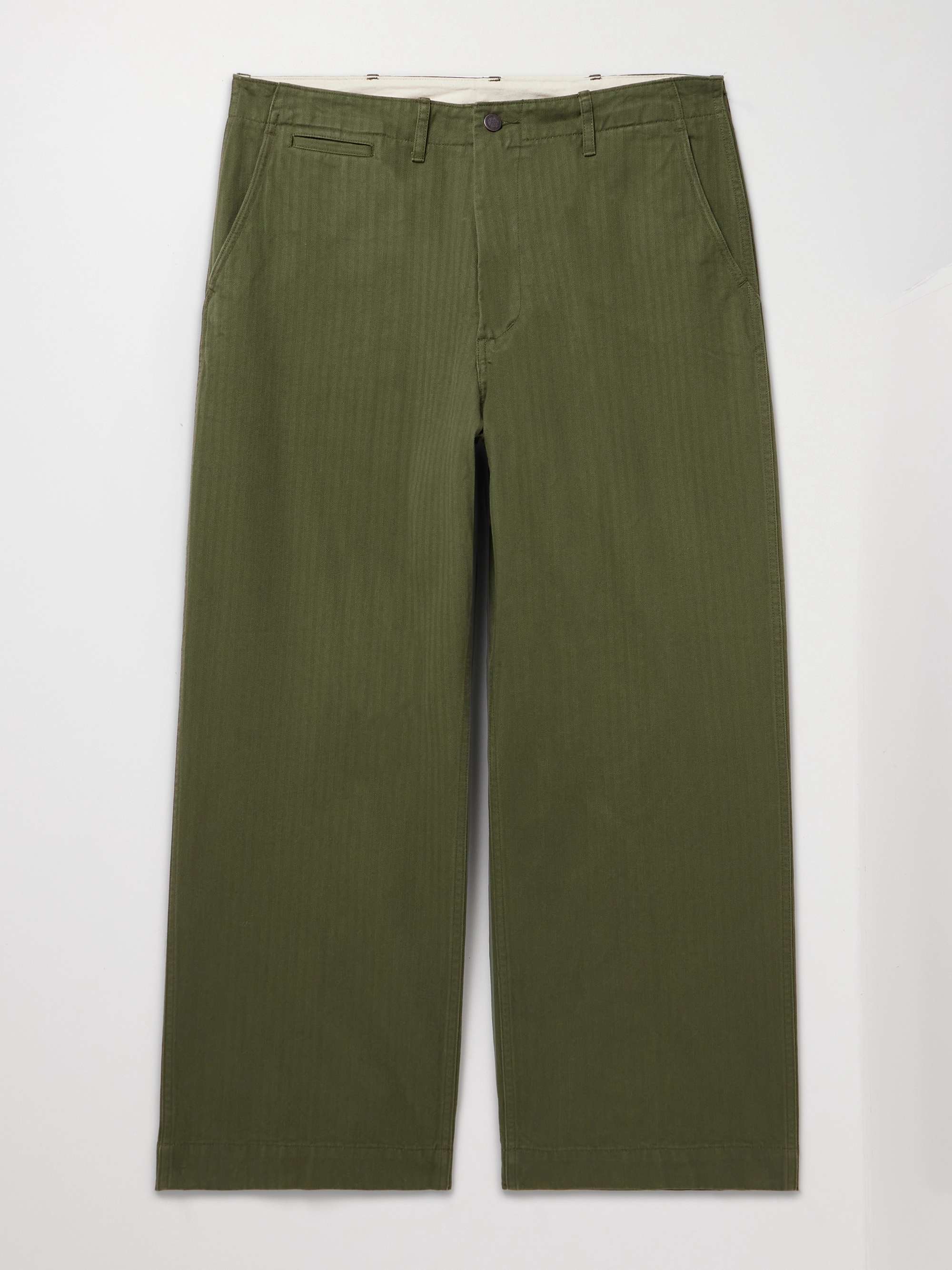 Wide-Leg Herringbone Cotton-Twill Trousers view