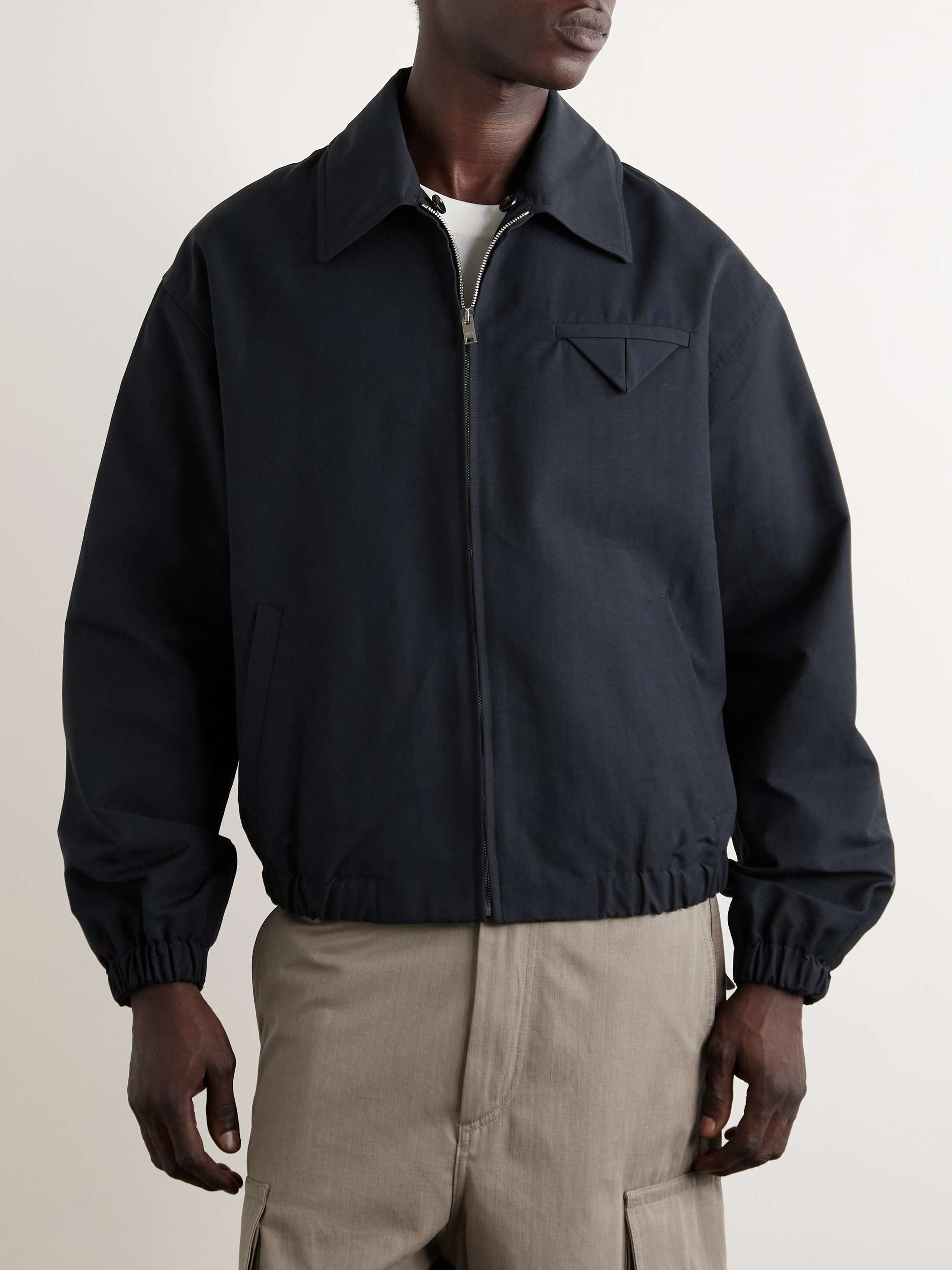 Intrecciato Leather-Trimmed Cotton-Blend Canvas Blouson view