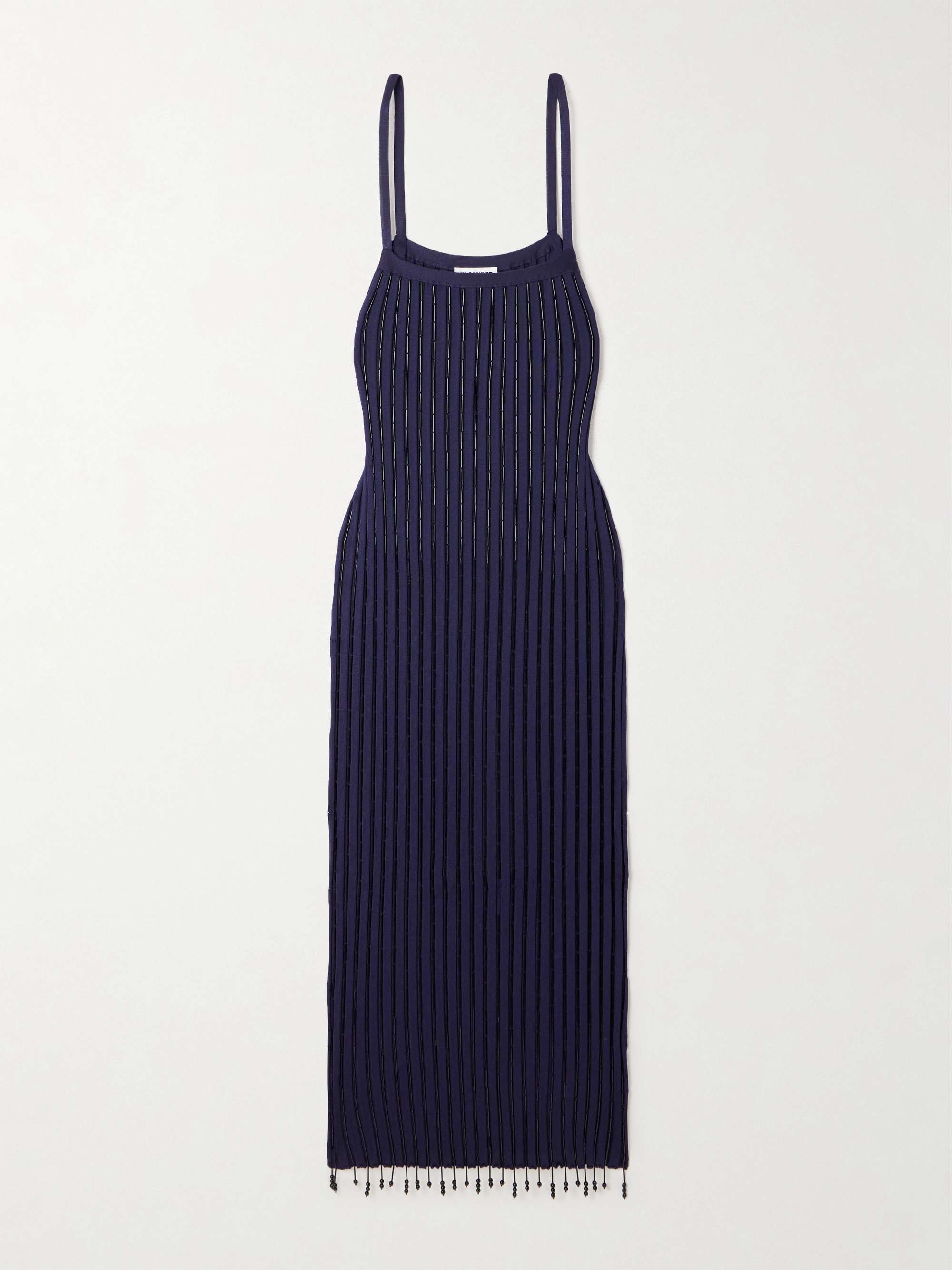 Bead-embellished ribbed-knit maxi dress view