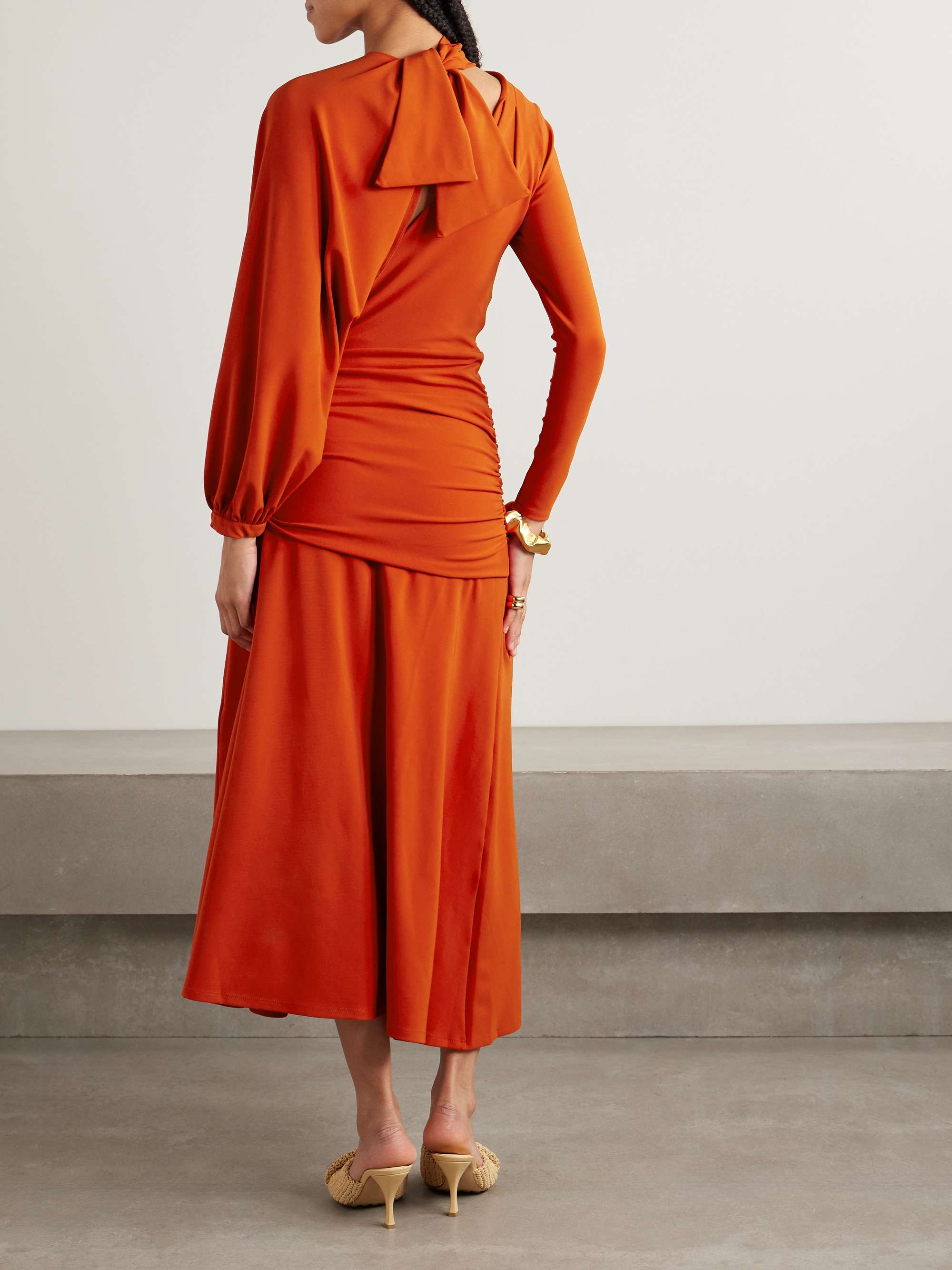 Inspiring Hearts convertible one-sleeve gathered stretch-jersey maxi dress view