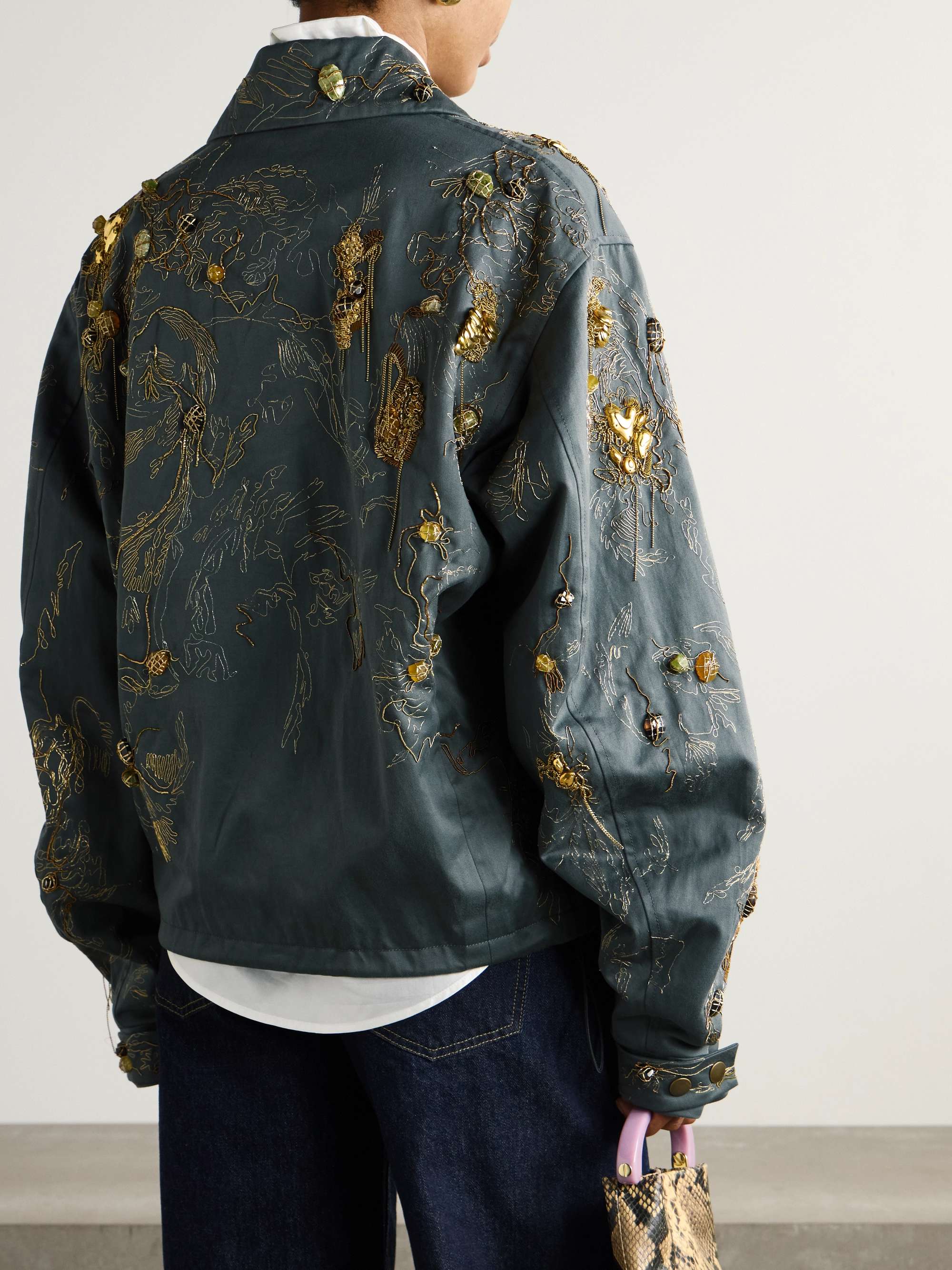 Embellished cotton-canvas jacket view