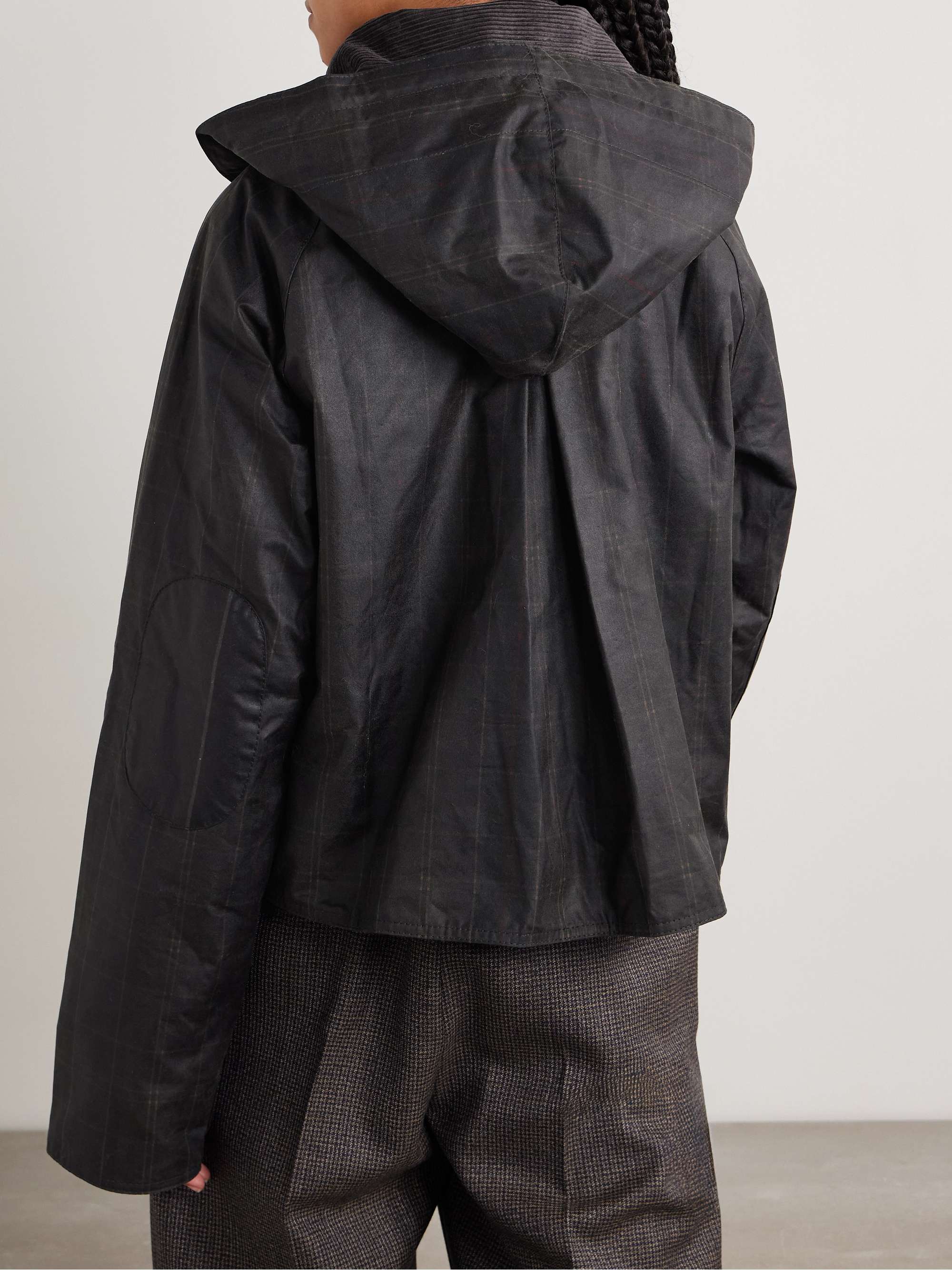 + GANNI corduroy-trimmed checked waxed-organic cotton jacket view