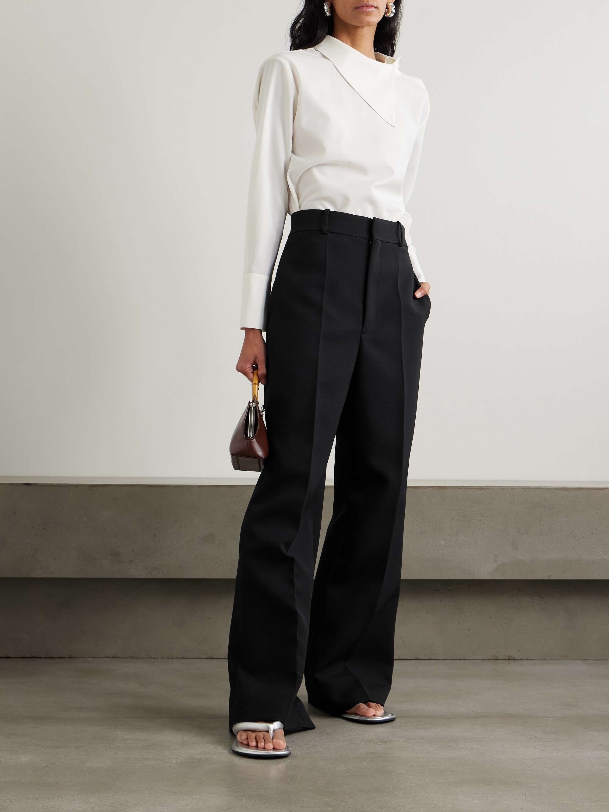 Wide-leg twill pants view