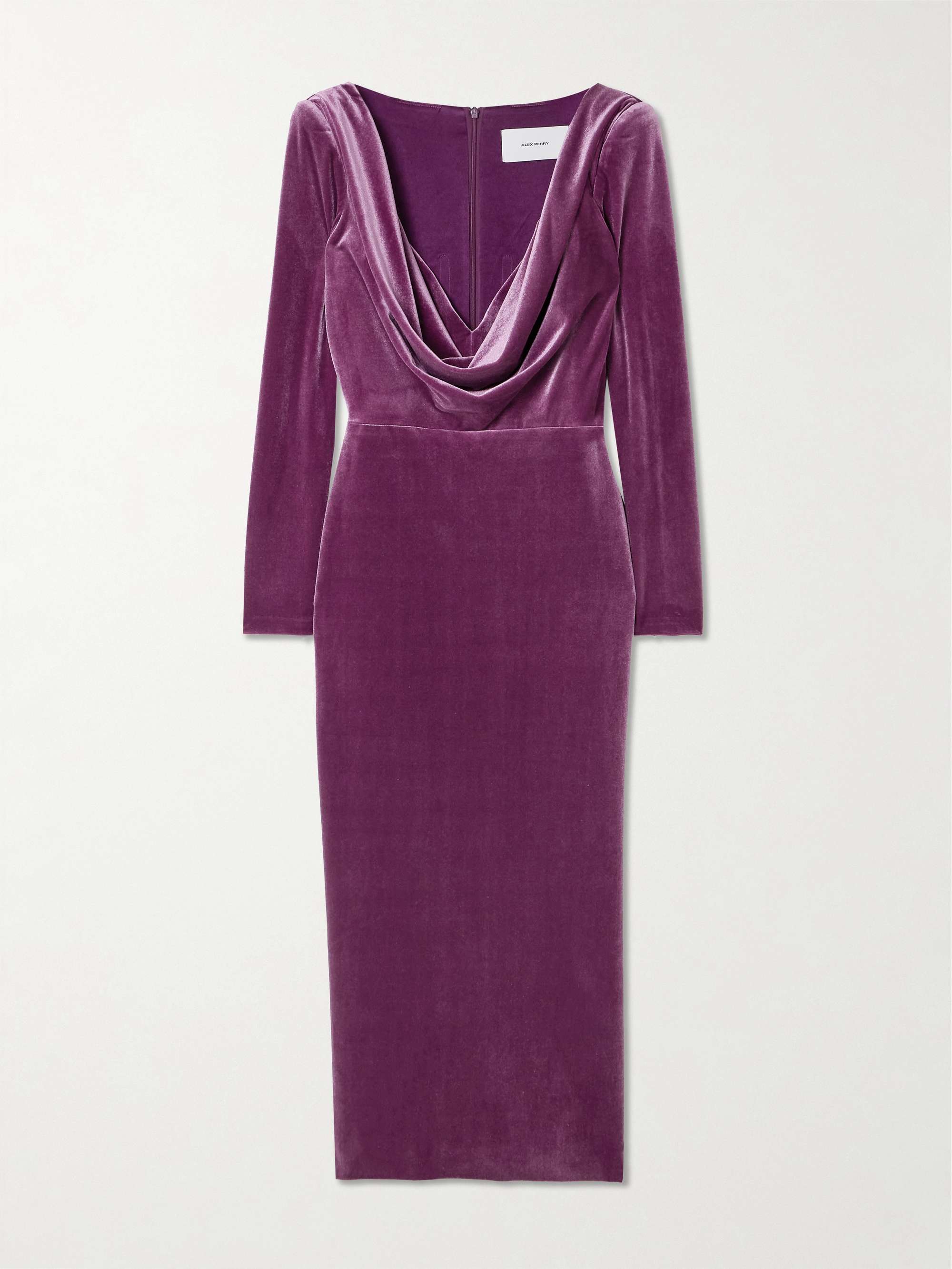 Draped stretch-velvet midi dress view