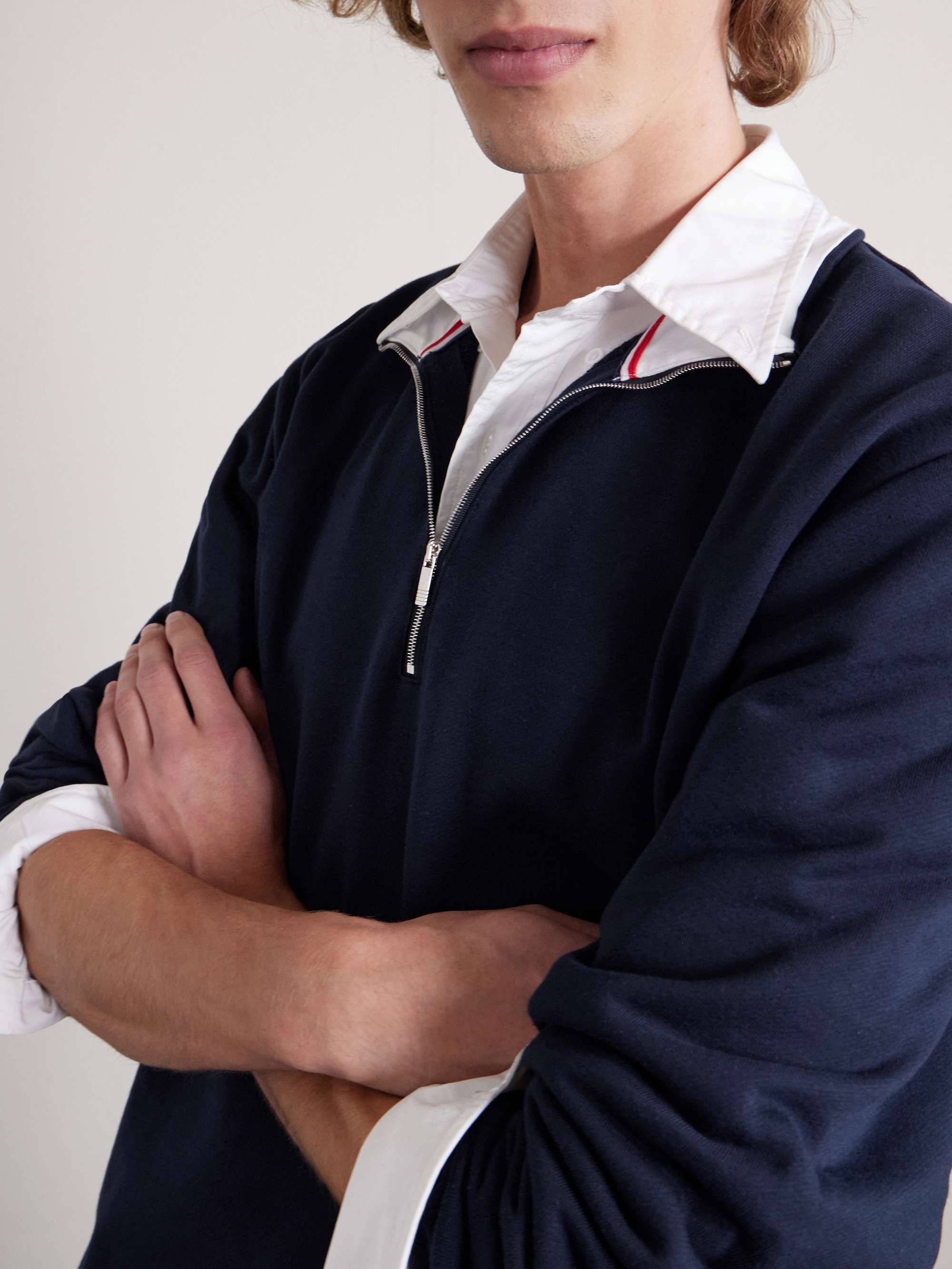 Logo-Appliquéd Cotton-Jersey Half-Zip Sweatshirt view