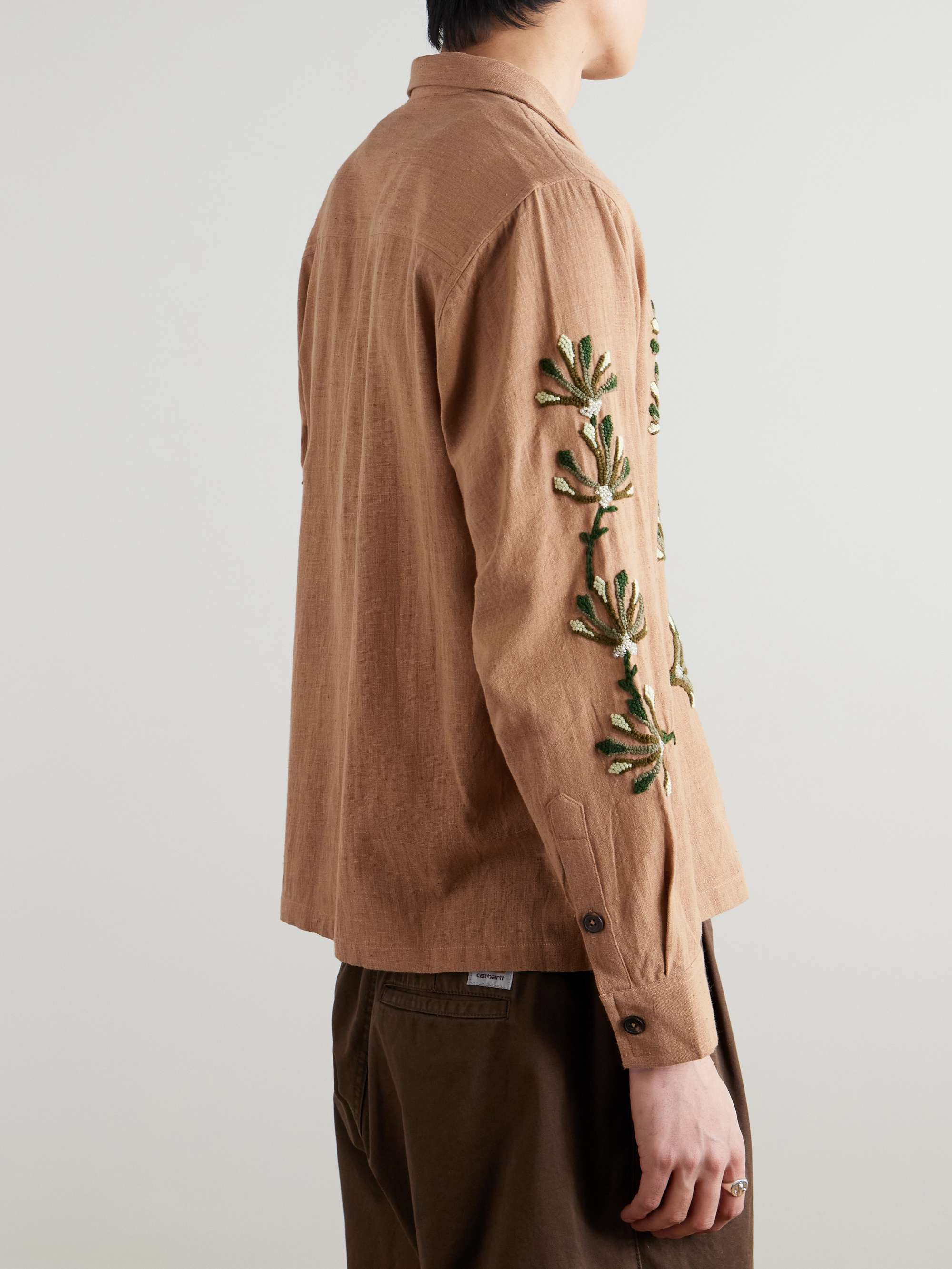 Bead-Embellished Embroidered Cotton Shirt view