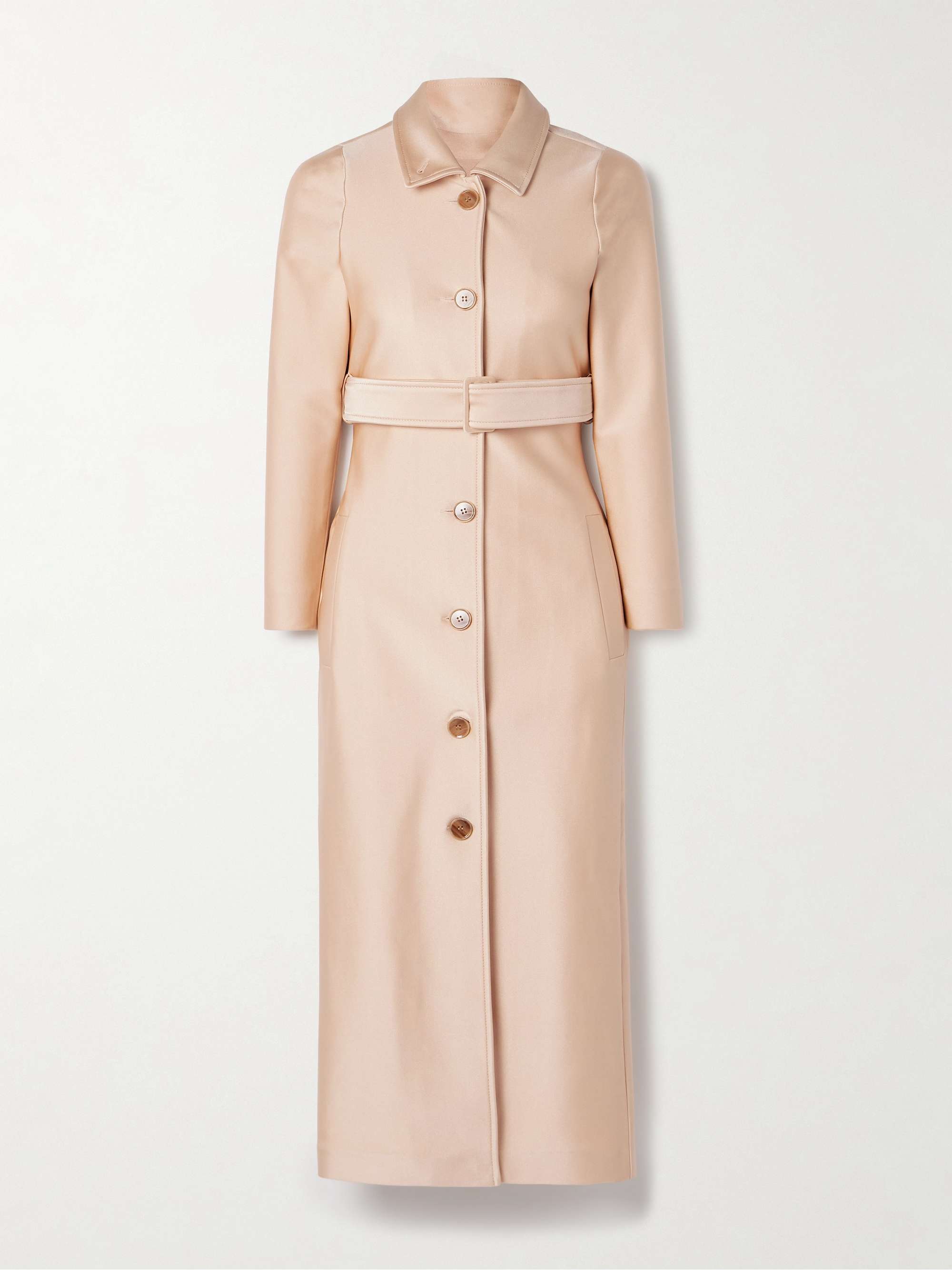 Belted stretch-satin trench coat view