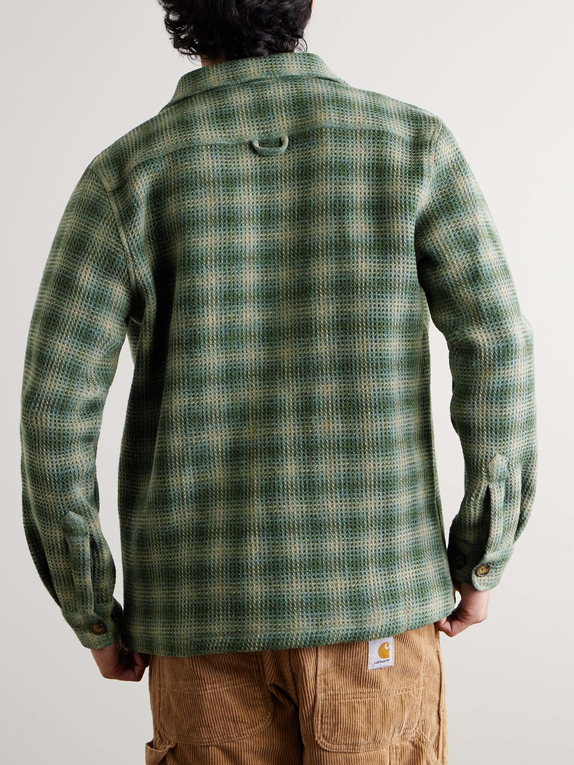 Waffle-Knit Checked Wool Overshirt view