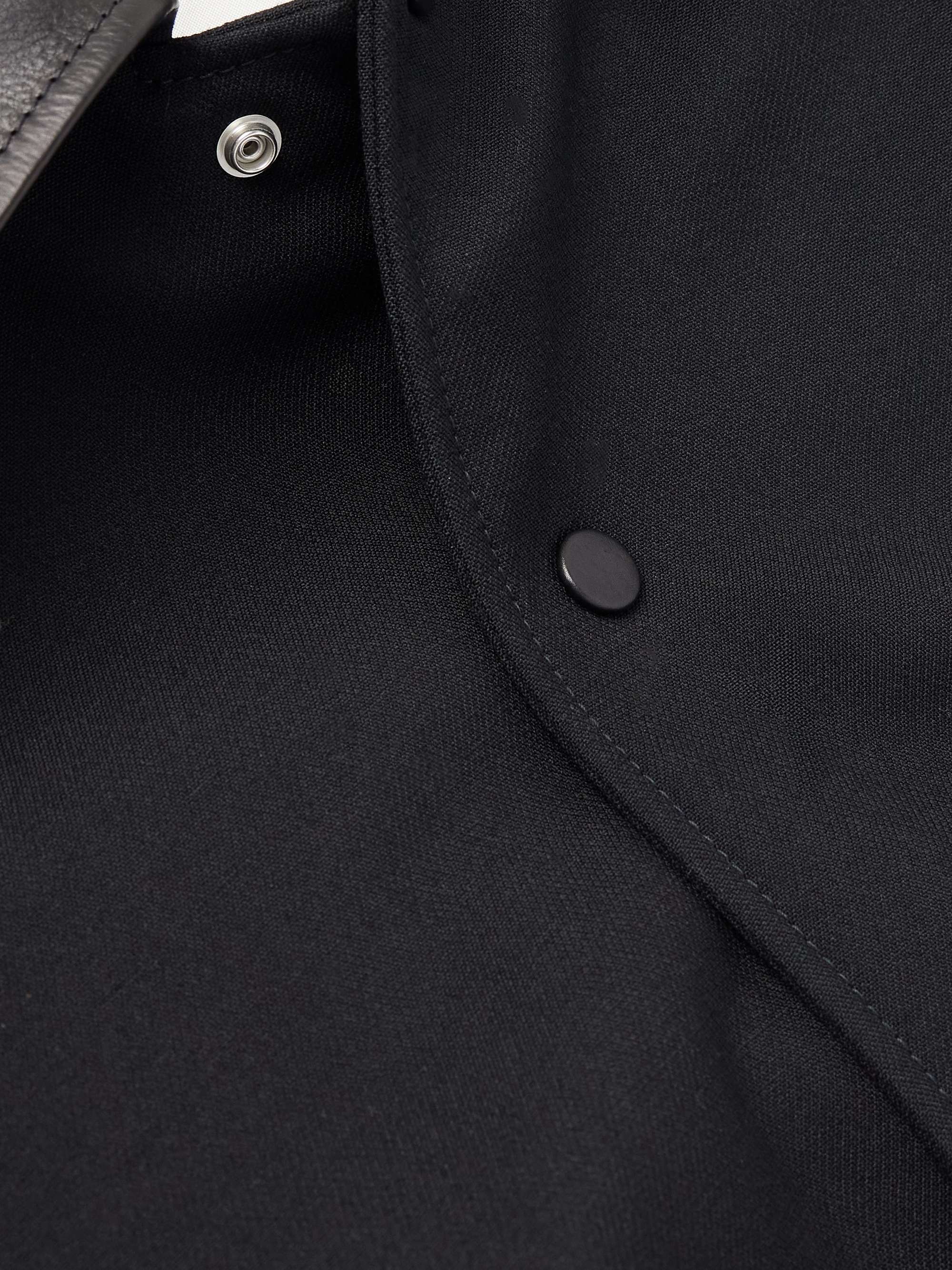 Oversized Leather-Trimmed Wool Varsity Jacket view