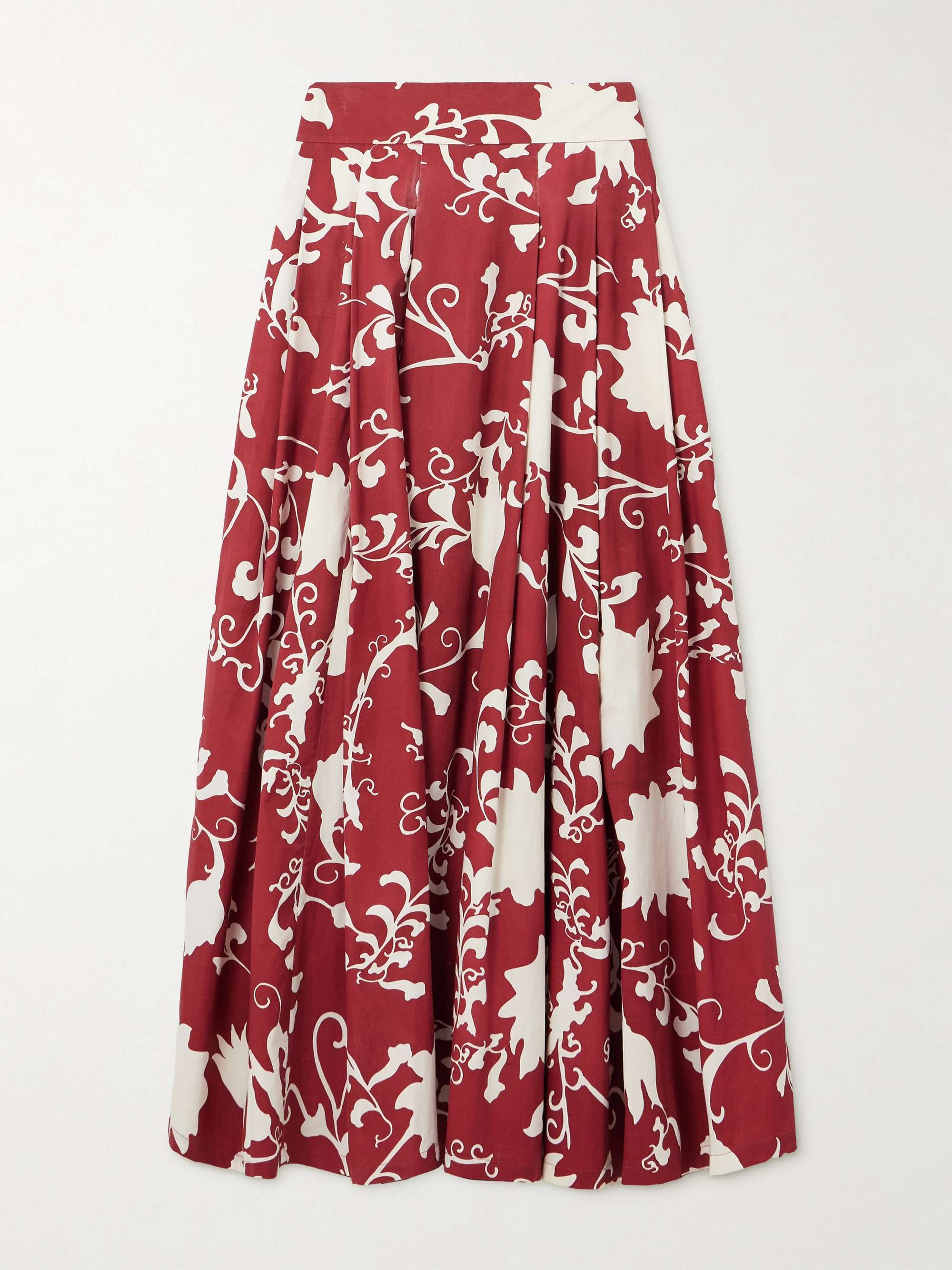 Flaminia pleated floral-print cotton-gabardine maxi skirt view