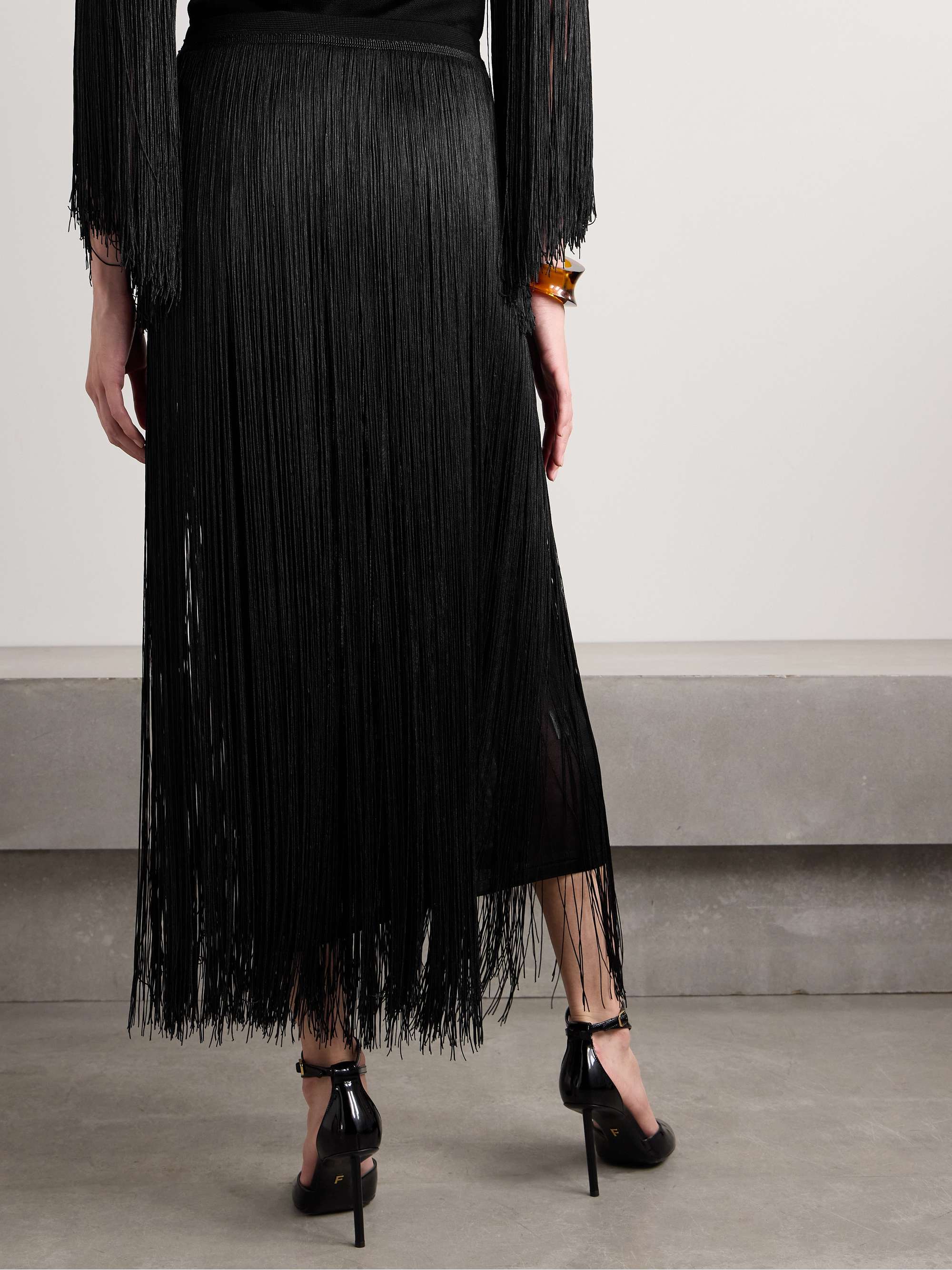 Coby fringed stretch-knit maxi skirt view