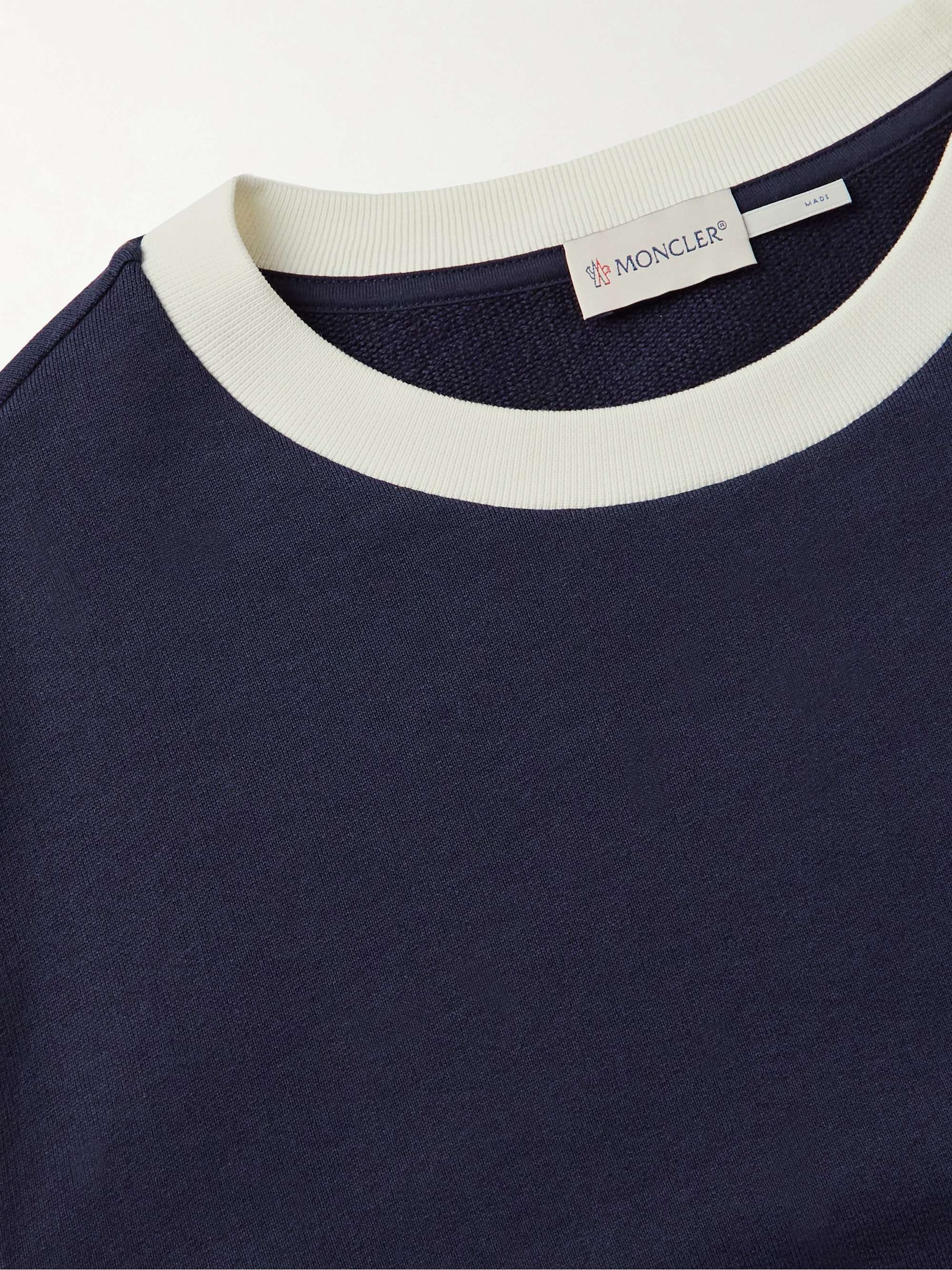 Logo-Embroidered Two-Tone Cotton-Jersey Sweatshirt view