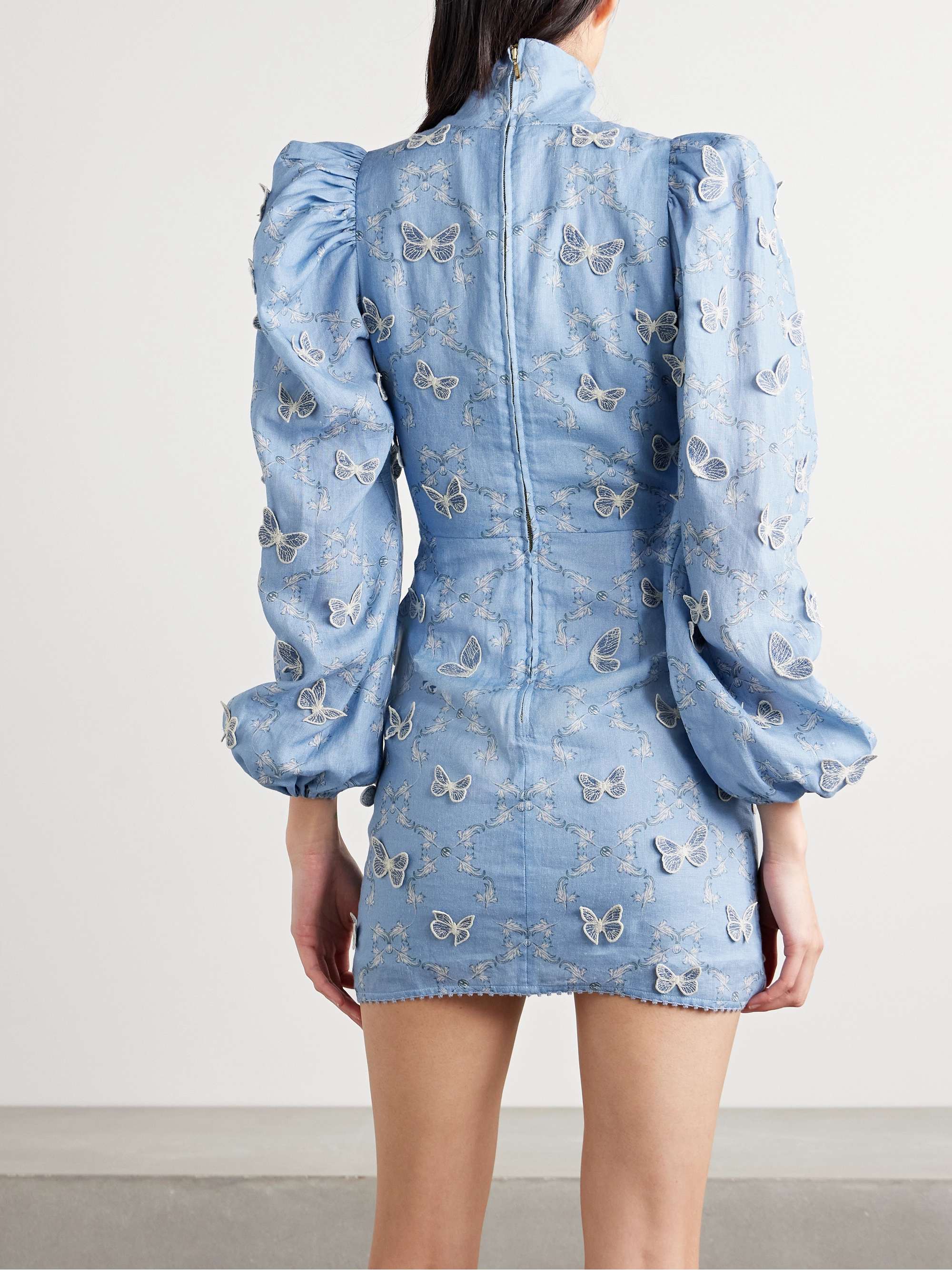 Guaba Lymanopoda appliquéd printed linen turtleneck mini dress view