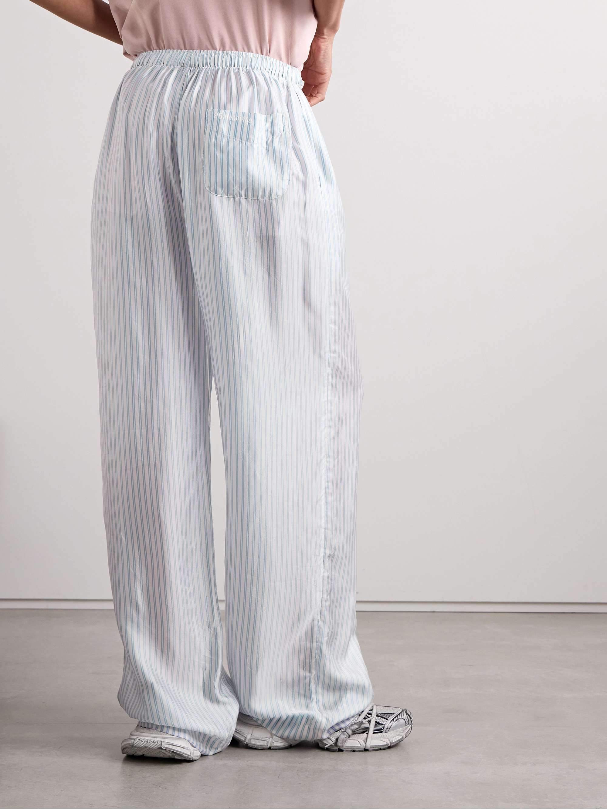 Striped satin-twill pajama pants view