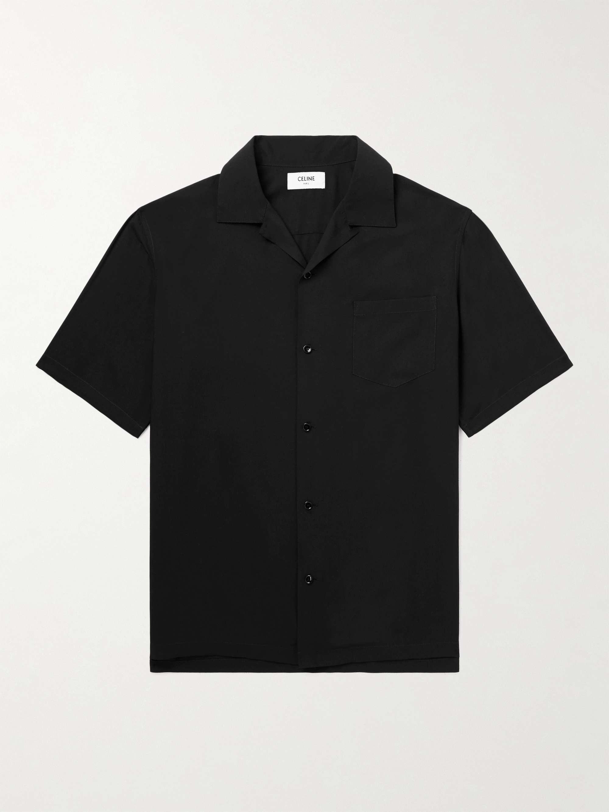 Convertible-Collar Logo-Appliquéd Matte-Satin Shirt view
