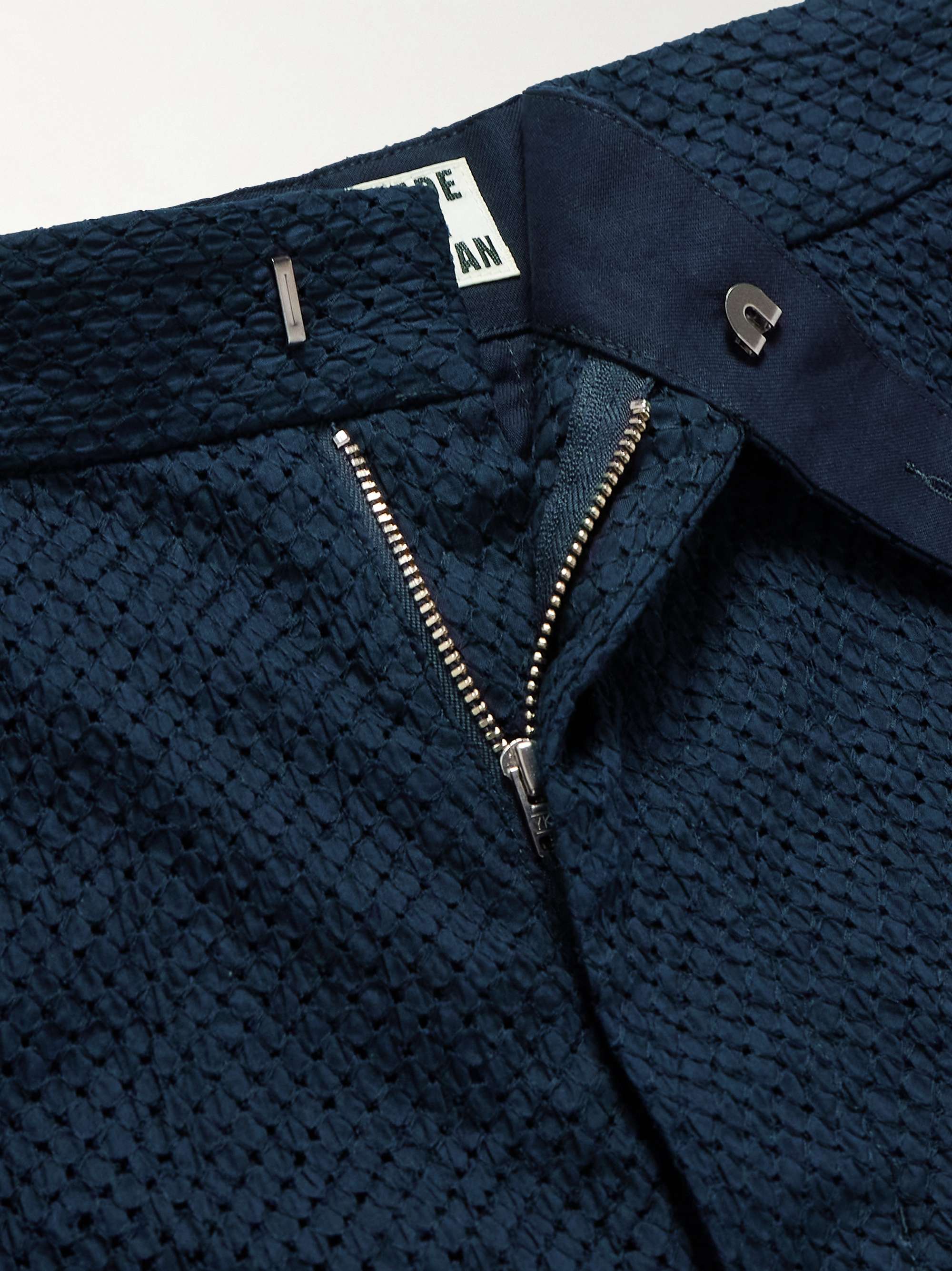 Gurkha Straight-Leg Belted Pleated Lace-Trimmed Cotton Shorts view
