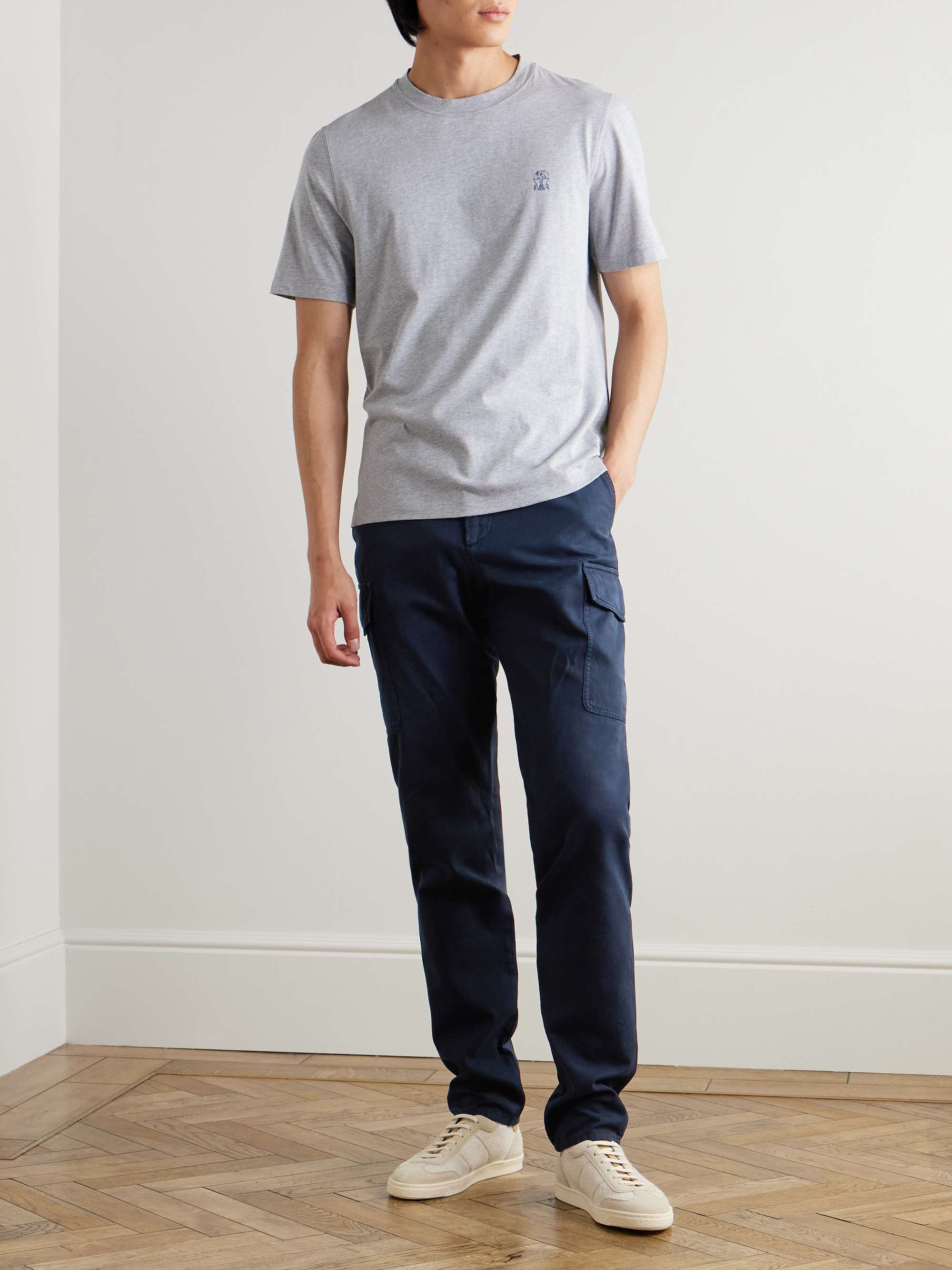 Straight-Leg Cotton-Gabardine Cargo Trousers view