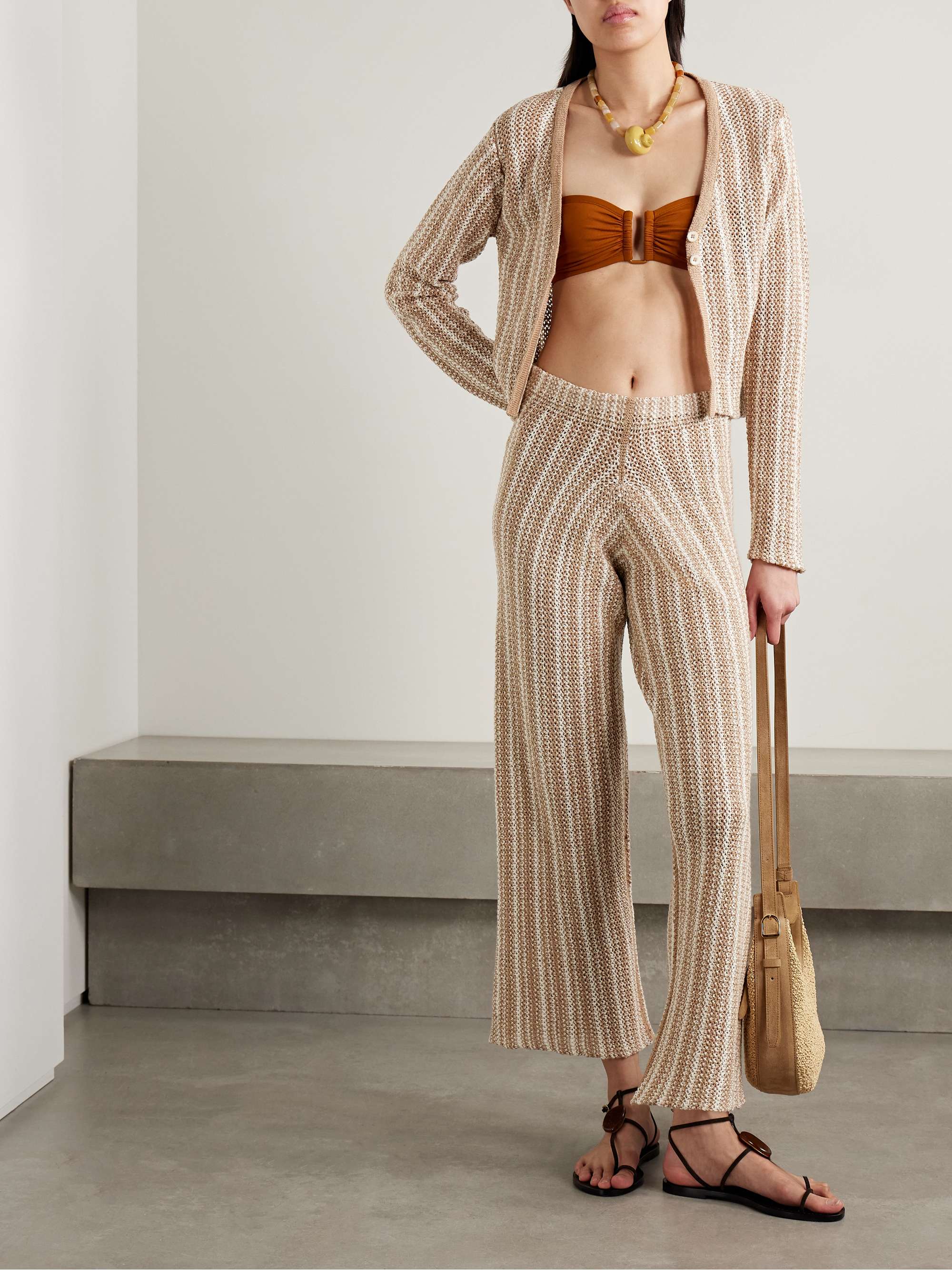 Nora Lite striped crocheted cotton cardigan view