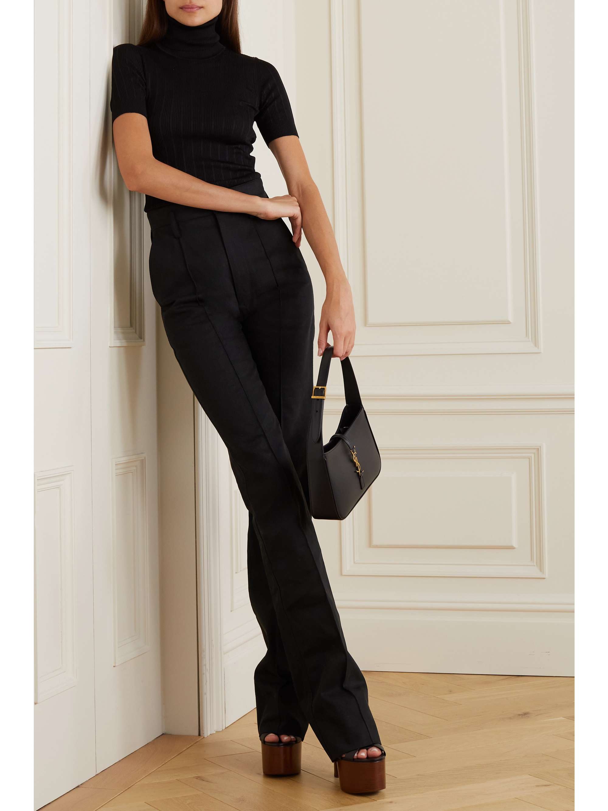 Ribbed silk-blend turtleneck sweater view