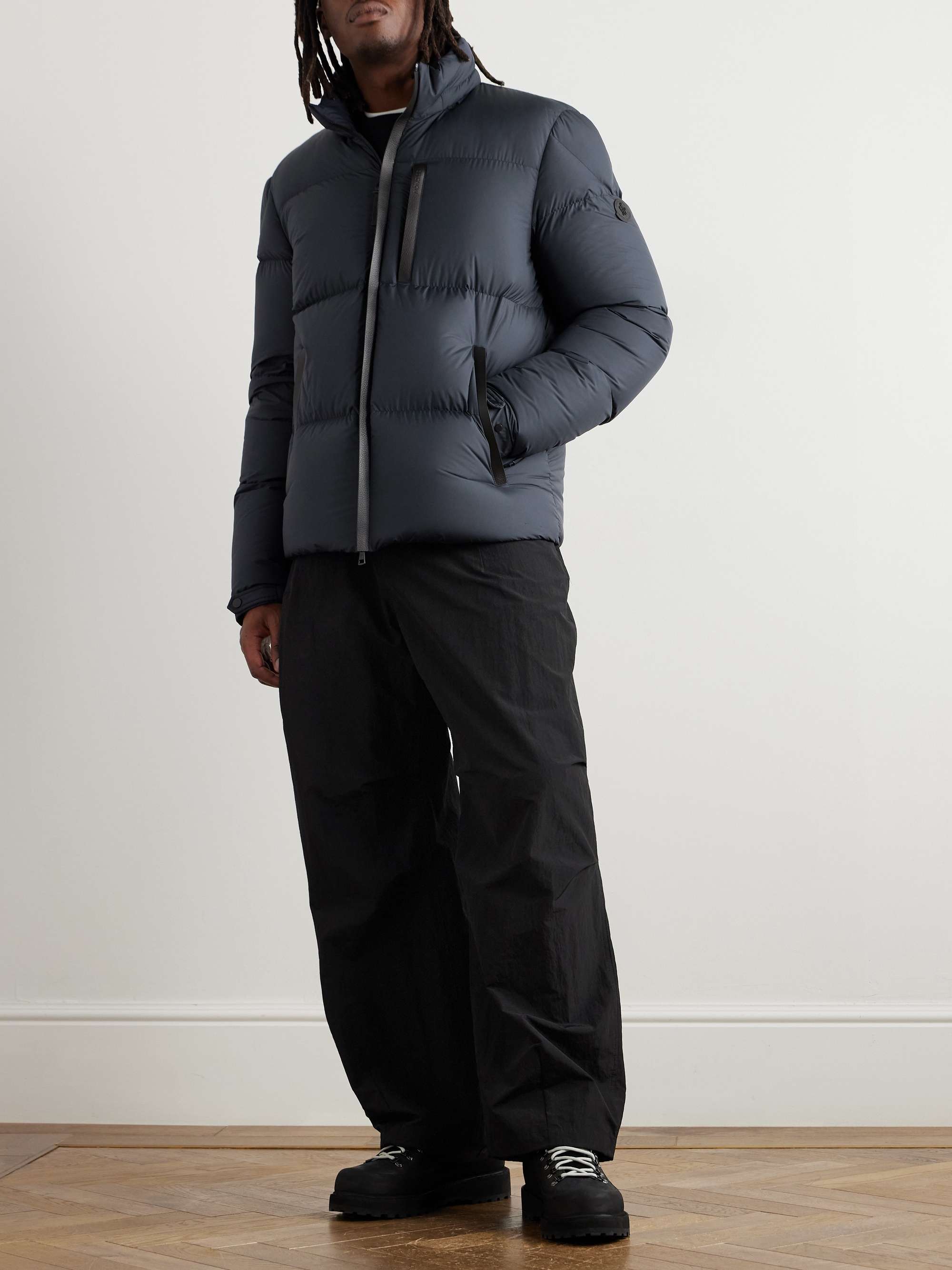 Besbre Logo-Appliquéd Leather-Trimmed Quilted Airsoft Down Jacket view