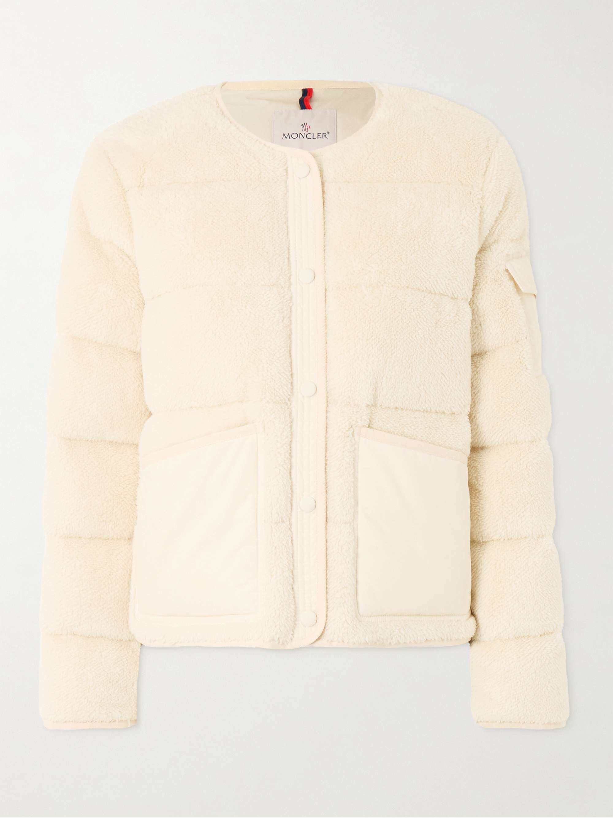 Shell-trimmed quilted cotton-fleece down jacket view