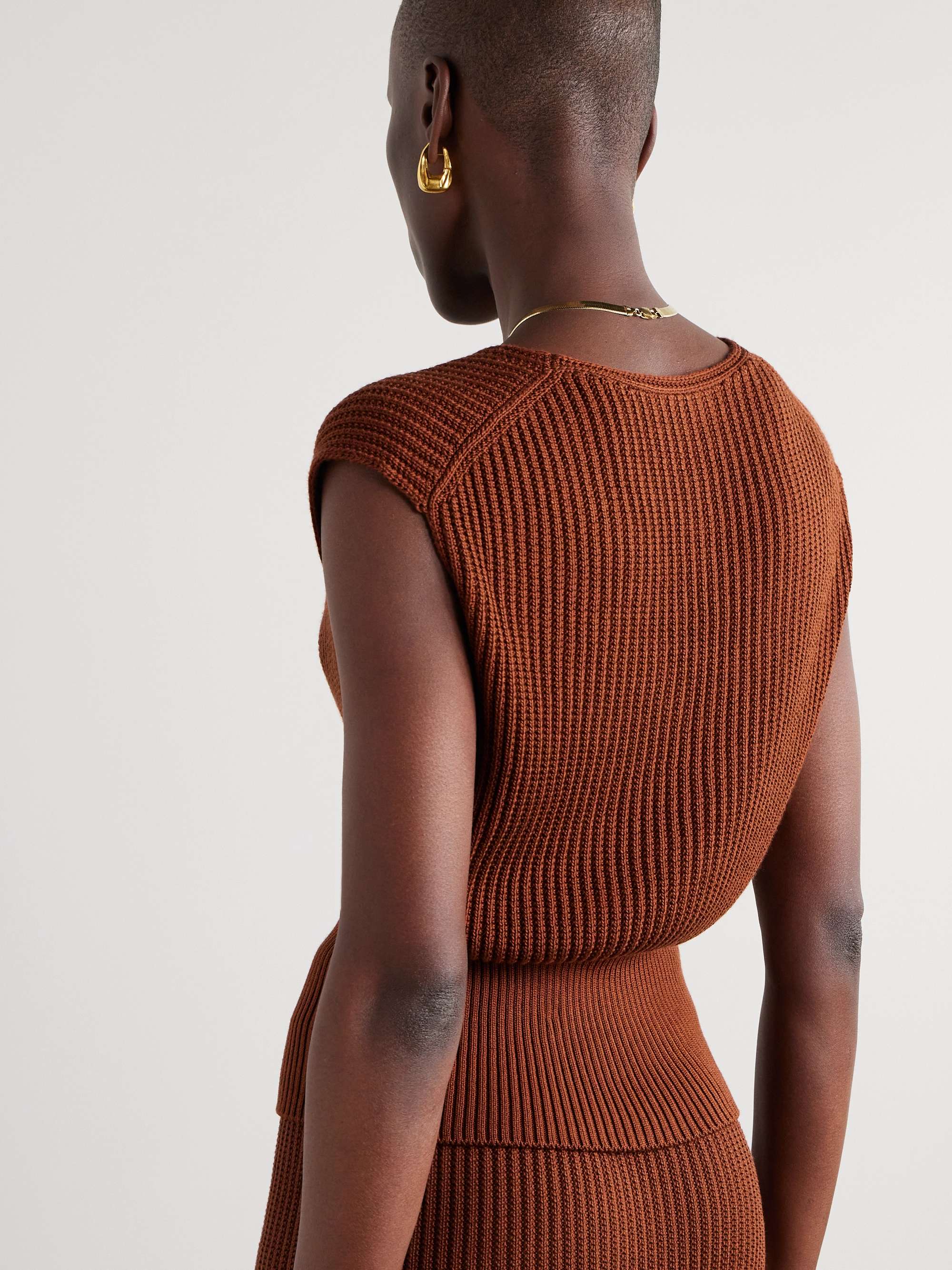 Ikeda ribbed silk and cotton-blend top view