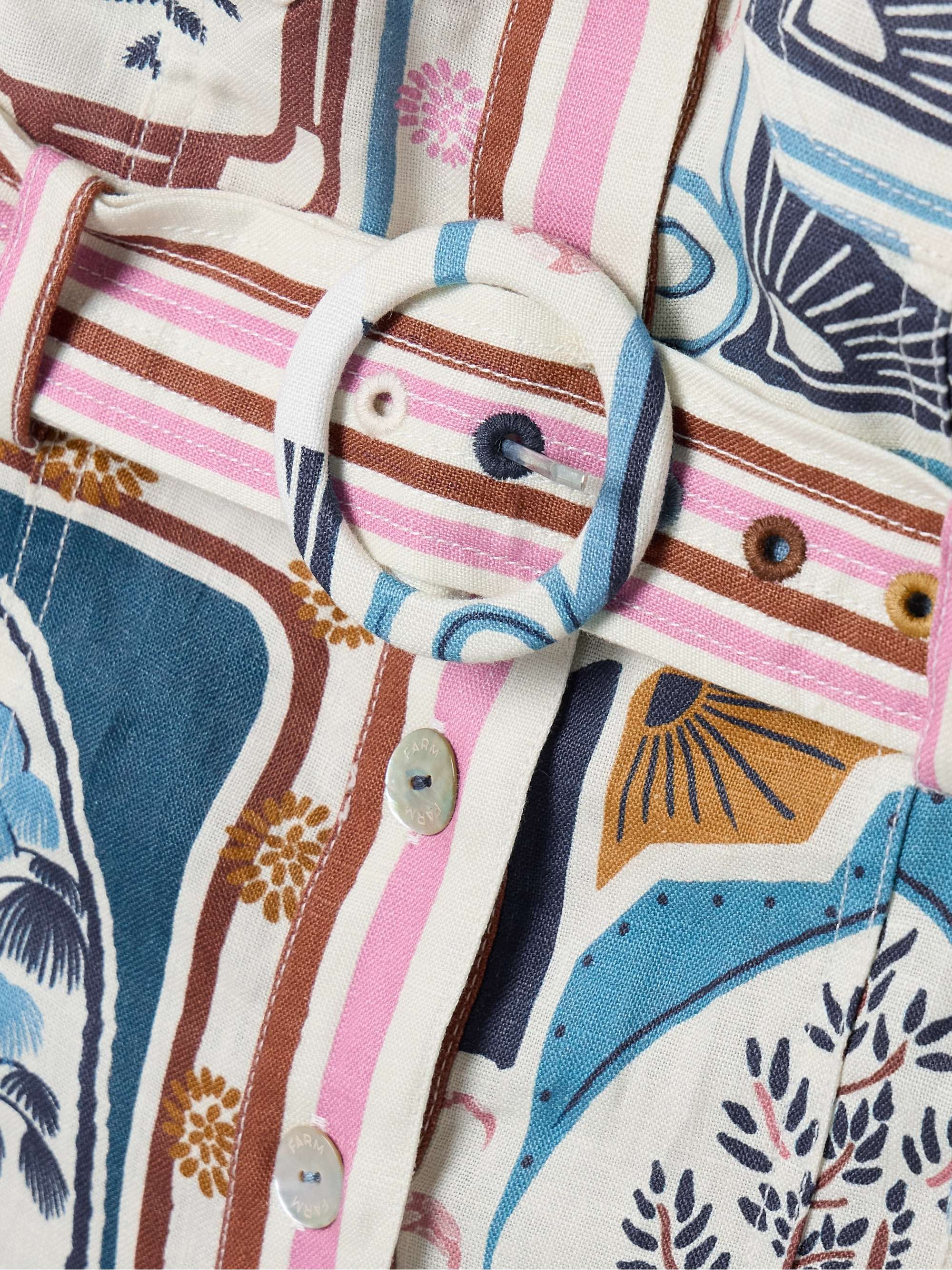 Cerrado Stamps belted printed linen mini dress view