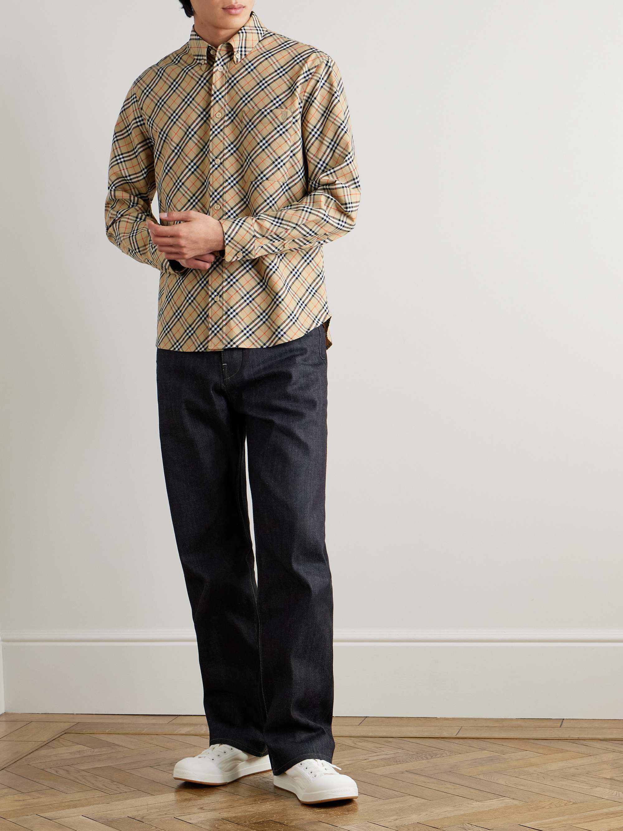 Logo-Embroidered Checked Cotton Oxford Shirt view