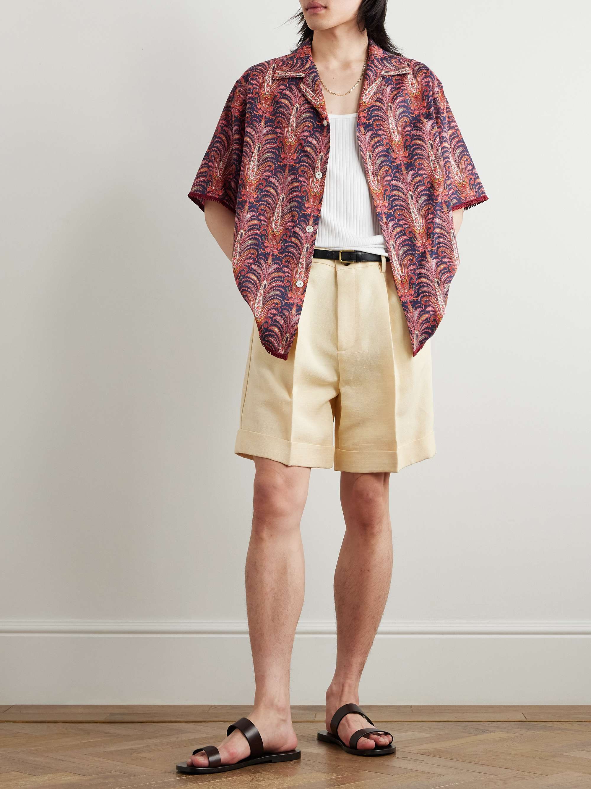 Camp-Collar Paisley-Print Cotton-Voile Shirt view