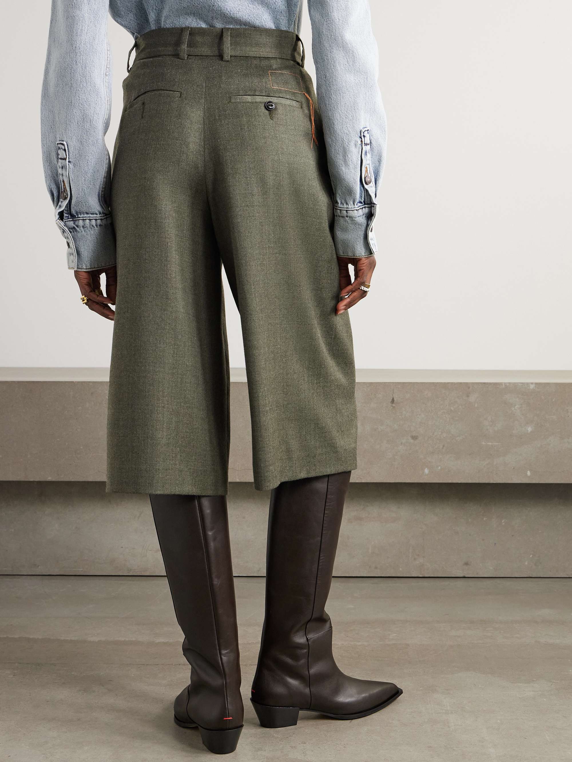 Pleated wool-blend shorts view