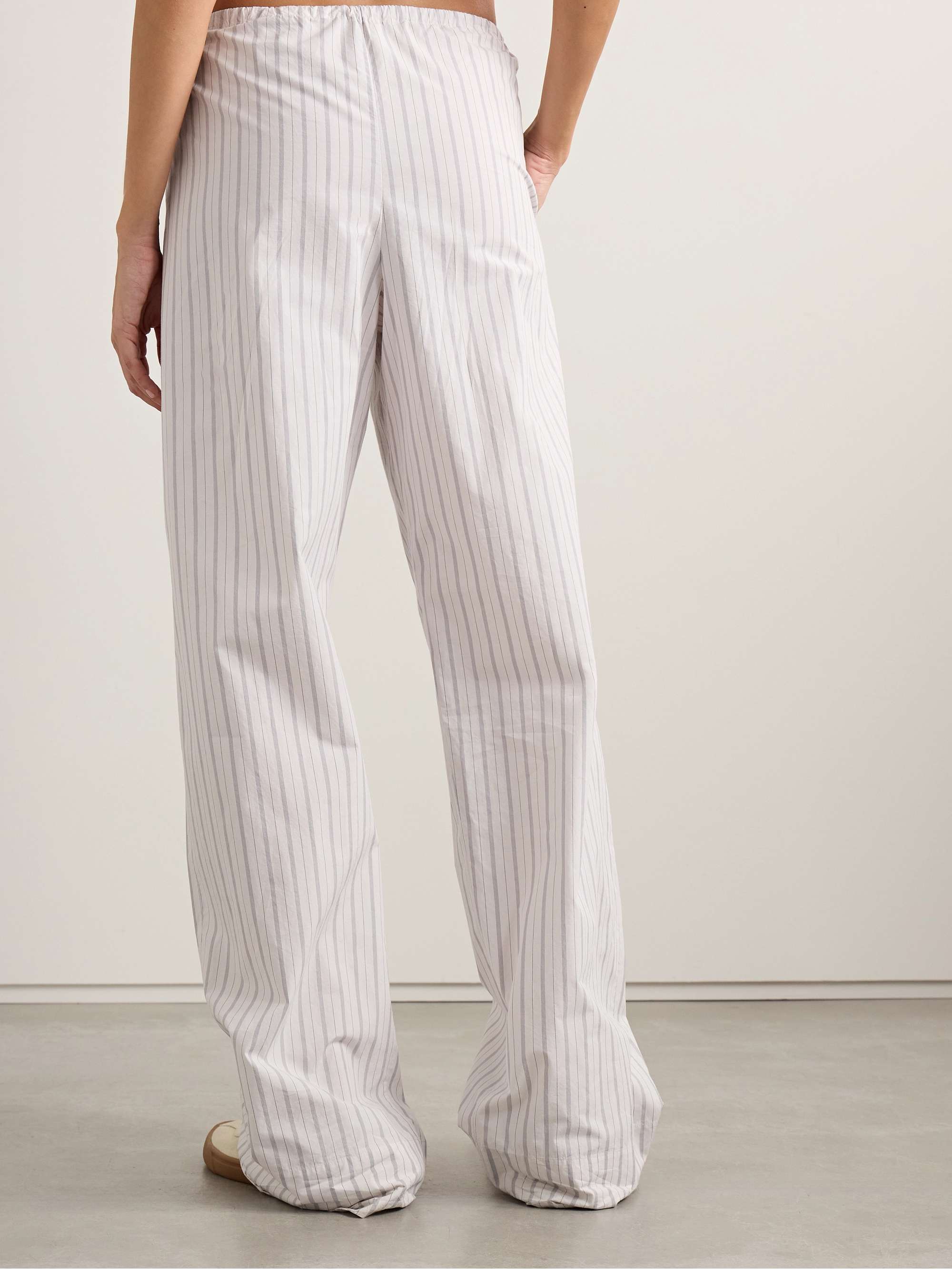 Hypnosta striped cotton-poplin wide-leg pants view