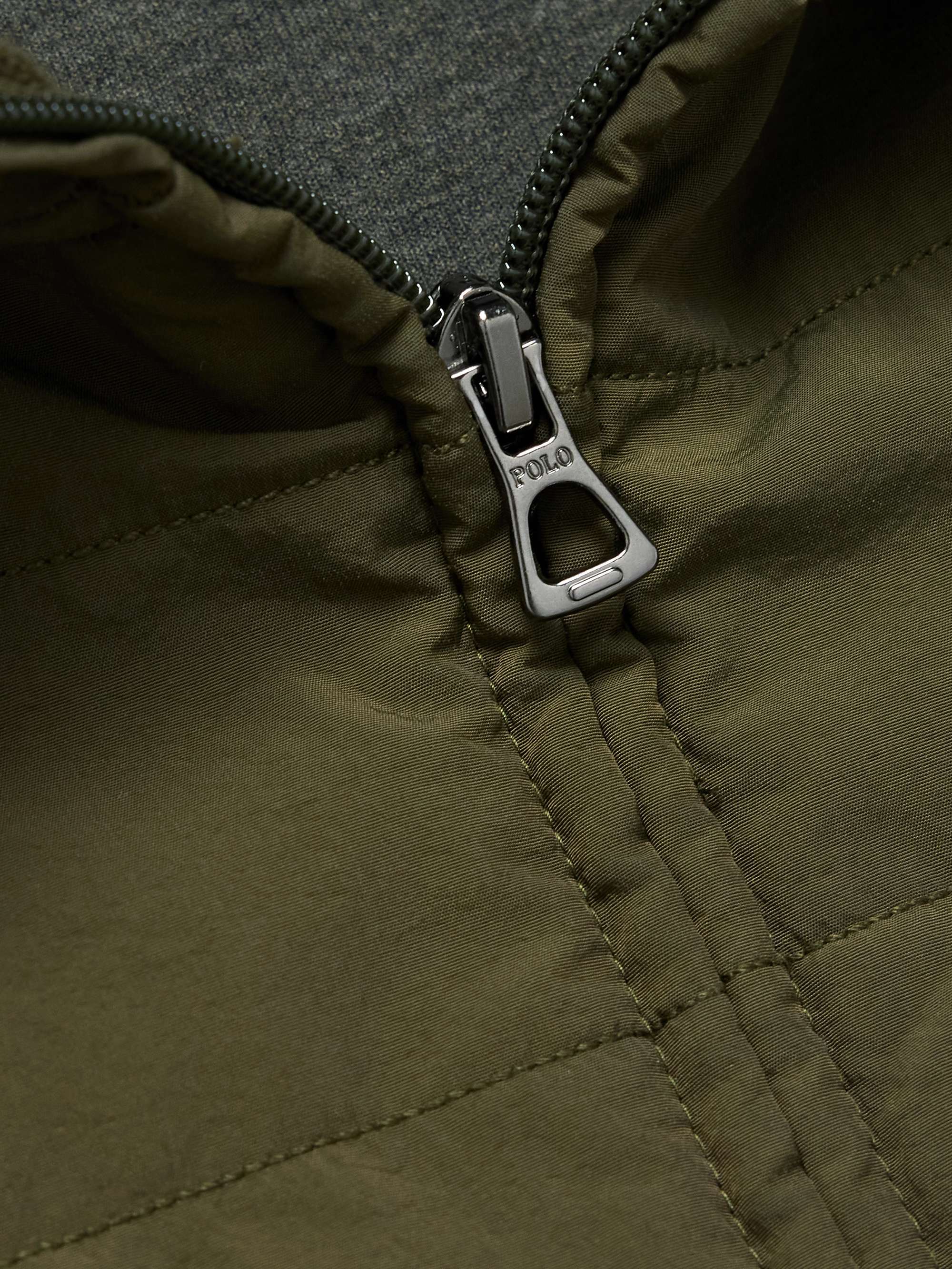 Quilted Shell and Cotton-Blend Piqué Hooded Jacket view