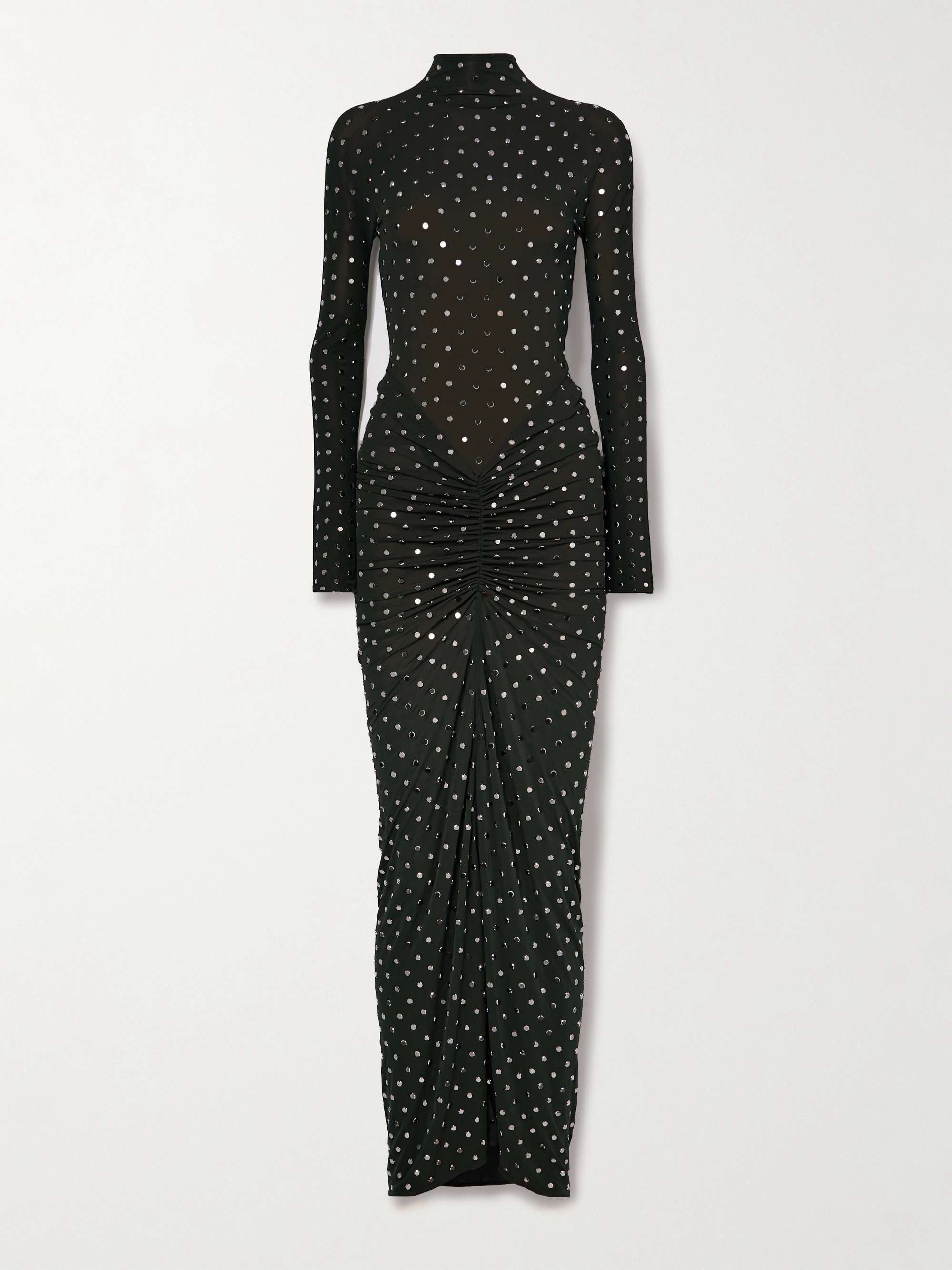 Studded draped stretch-jersey midi dress view
