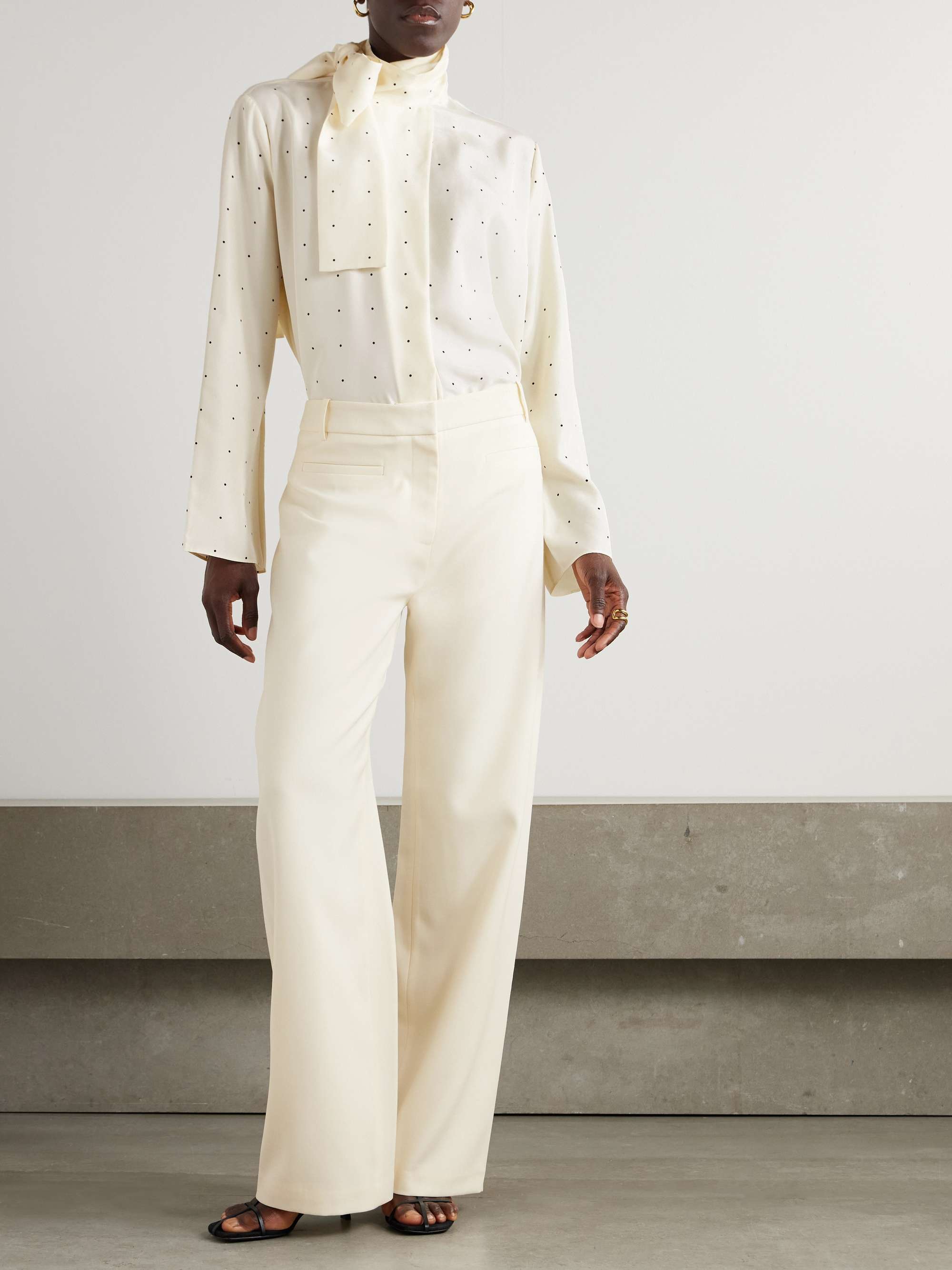 Tie-detailed polka-dot silk blouse view
