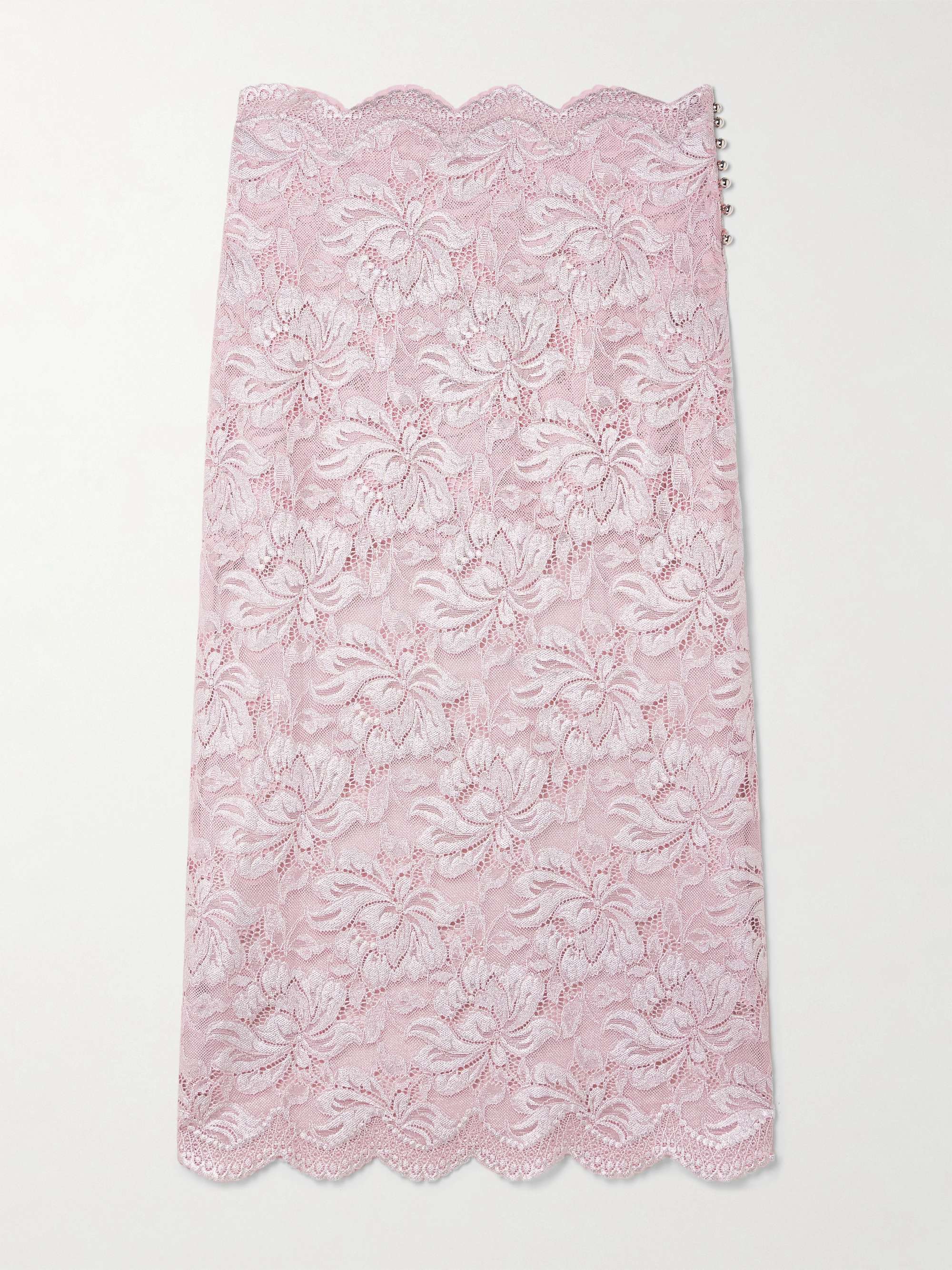 Scalloped metallic stretch-lace midi skirt view