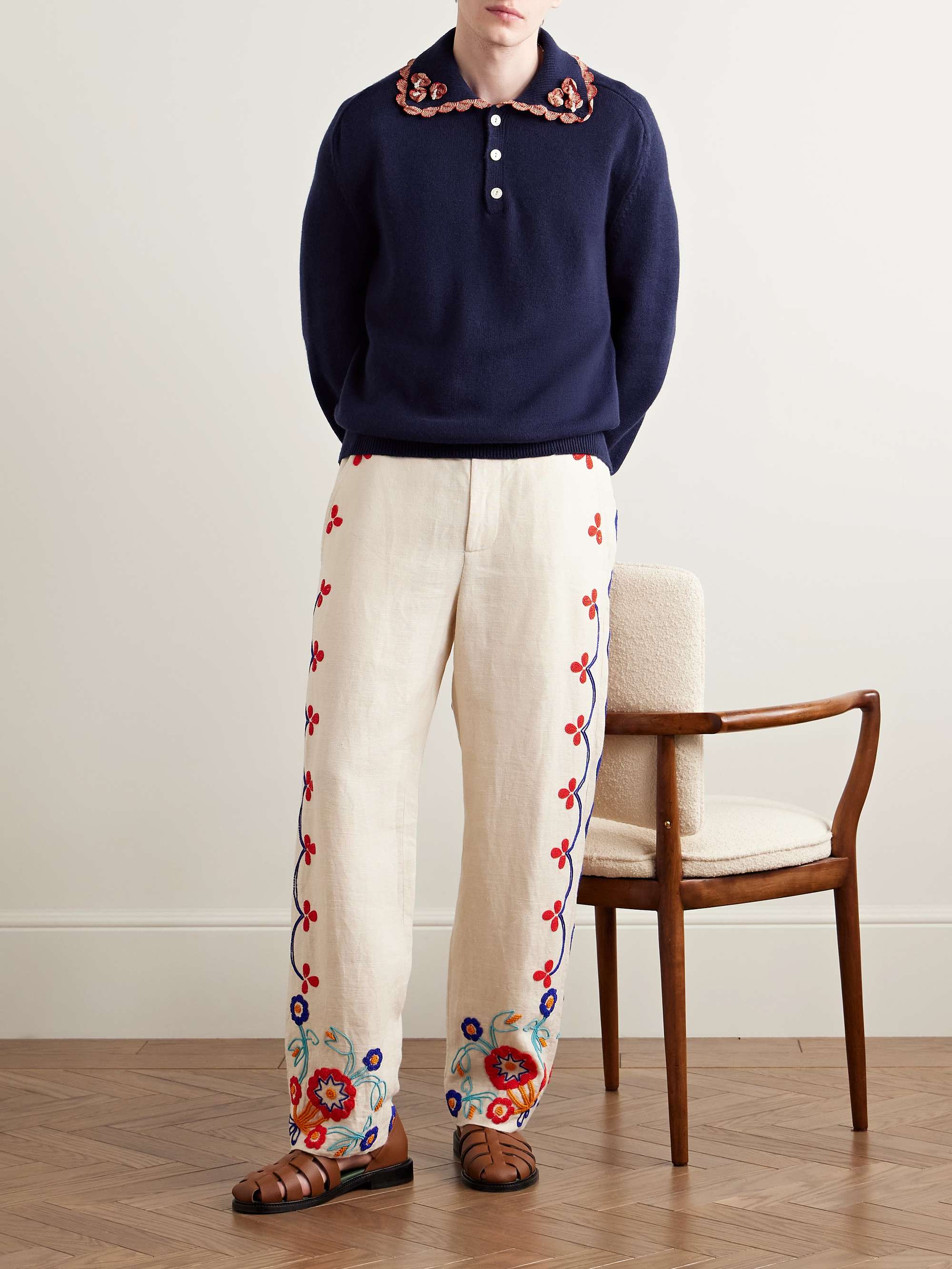 Rookie Appliquéd Embellished Wool and Cashmere-Blend Polo Shirt view