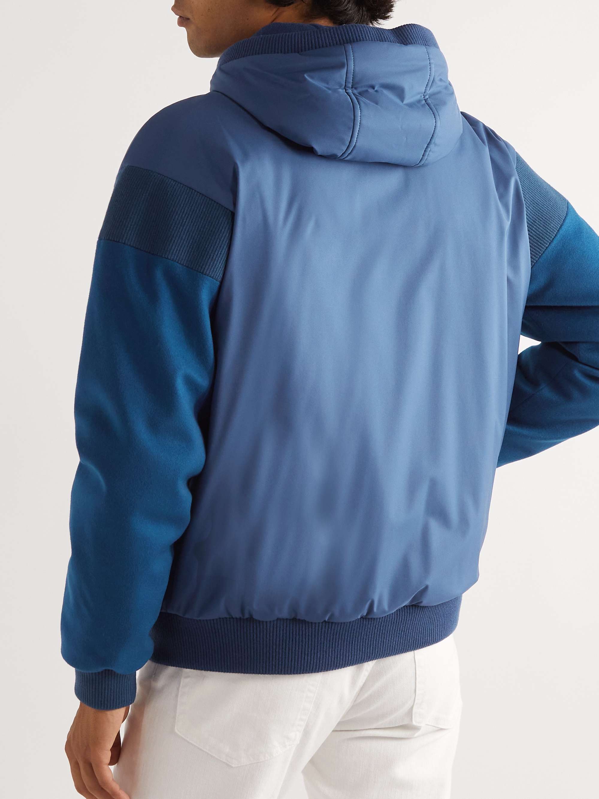 Wallace Panelled Storm System® Nylon and Cashmere Hooded Bomber Jacket view