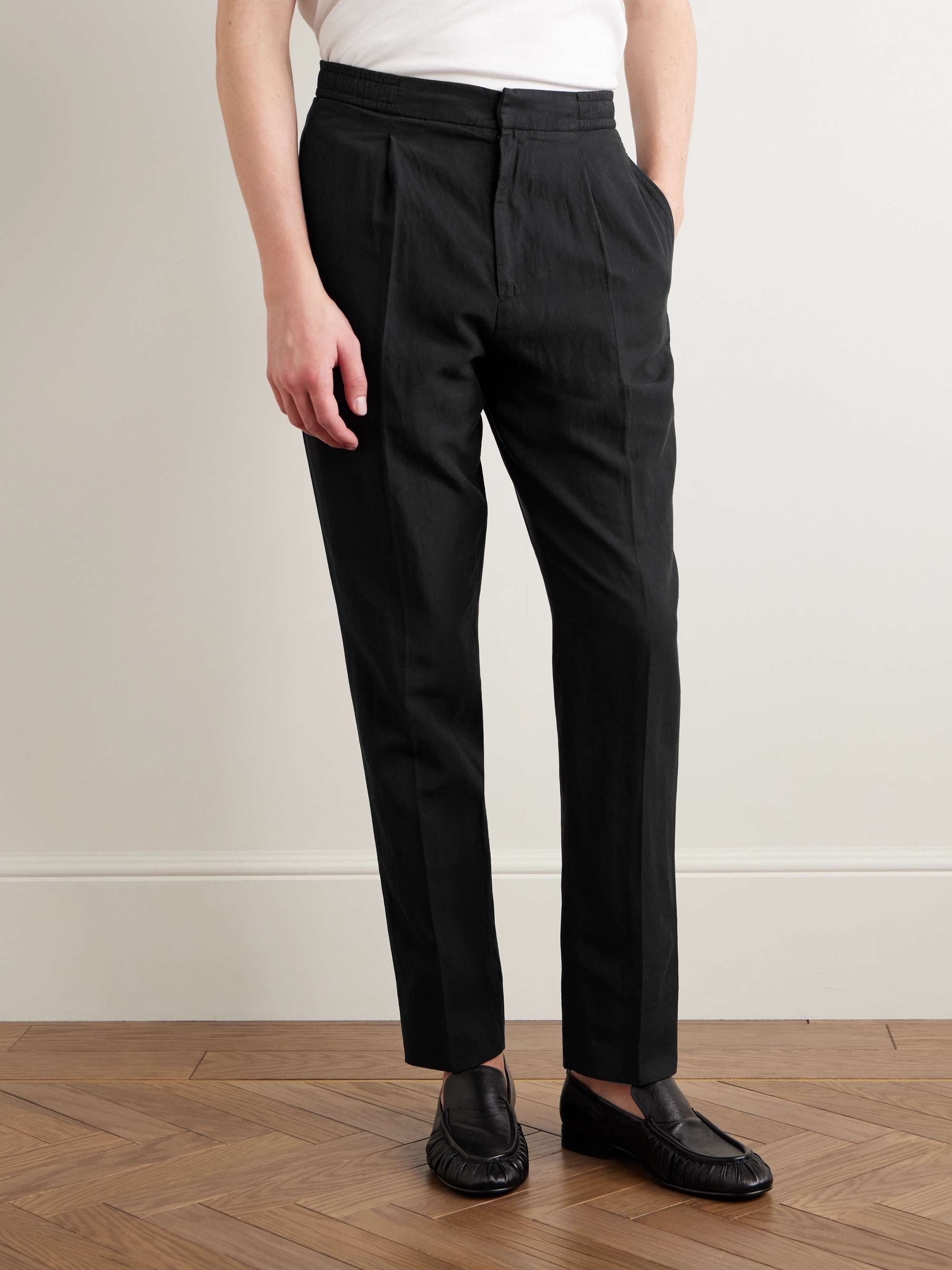 Drew Tapered Pleated Garment-Dyed Lyocell-Blend Trousers view
