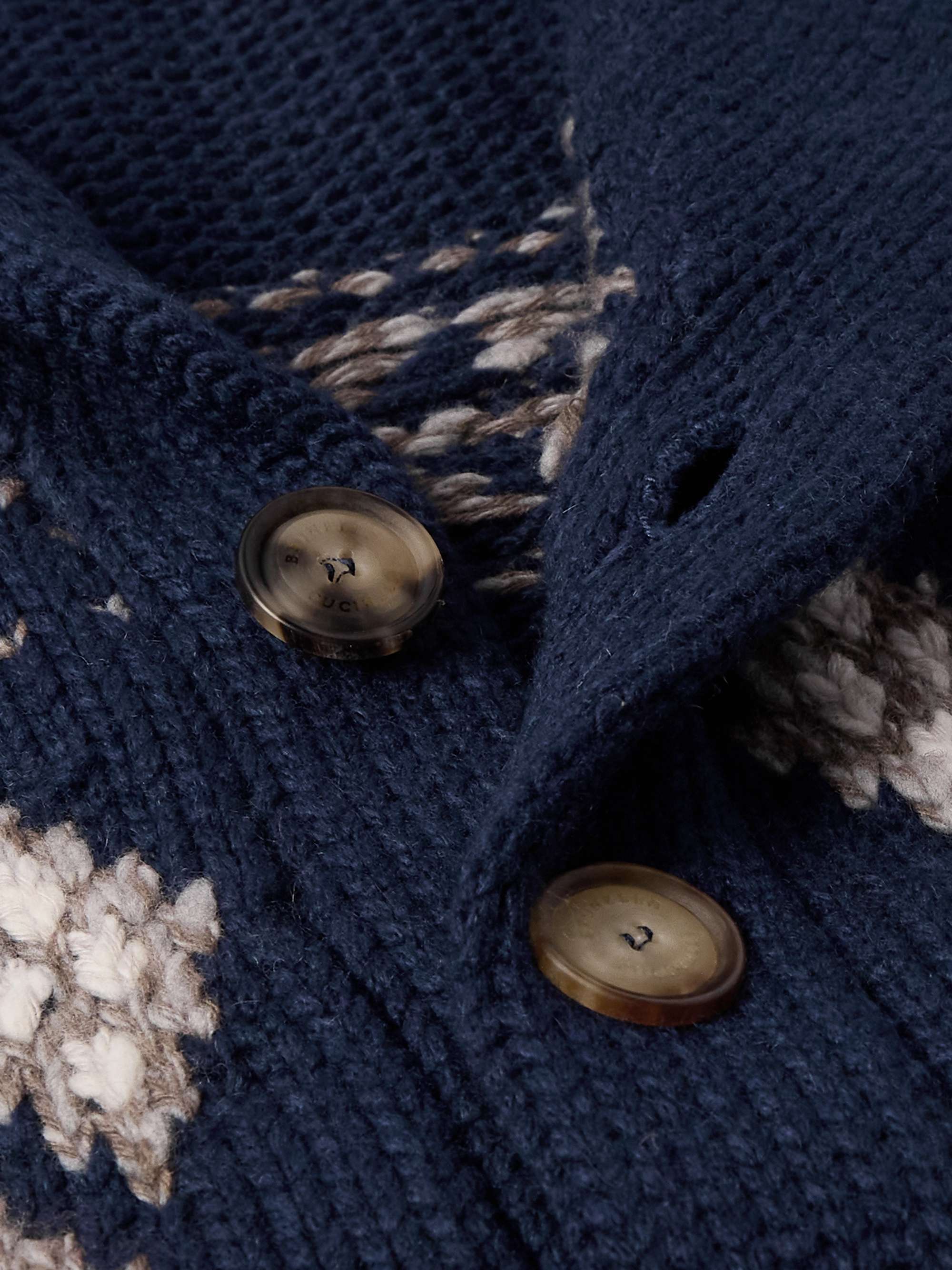 Shawl-Collar Jacquard-Knitted Cashmere Cardigan view